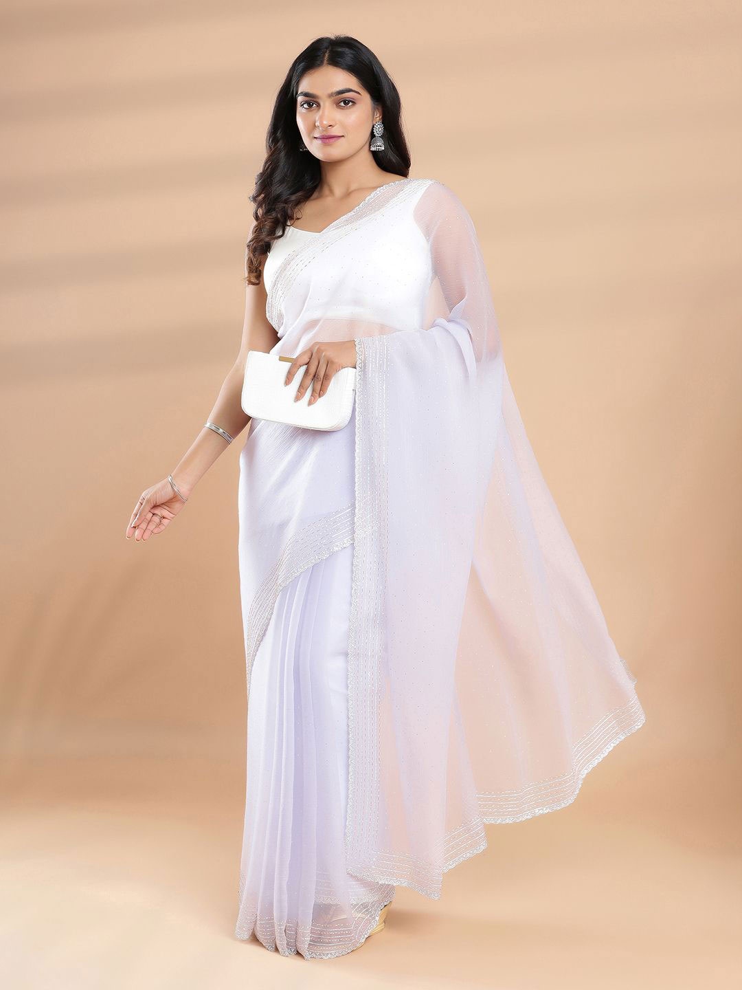 

Kalyan Silks Embroidered Organza Saree, Lavender