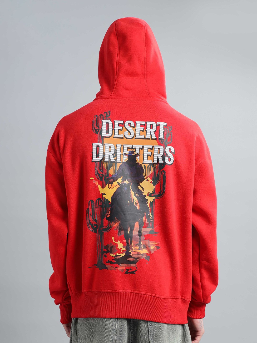 

BUMCHIQ Men Printed Hooded Pullover Sweatshirt, Red