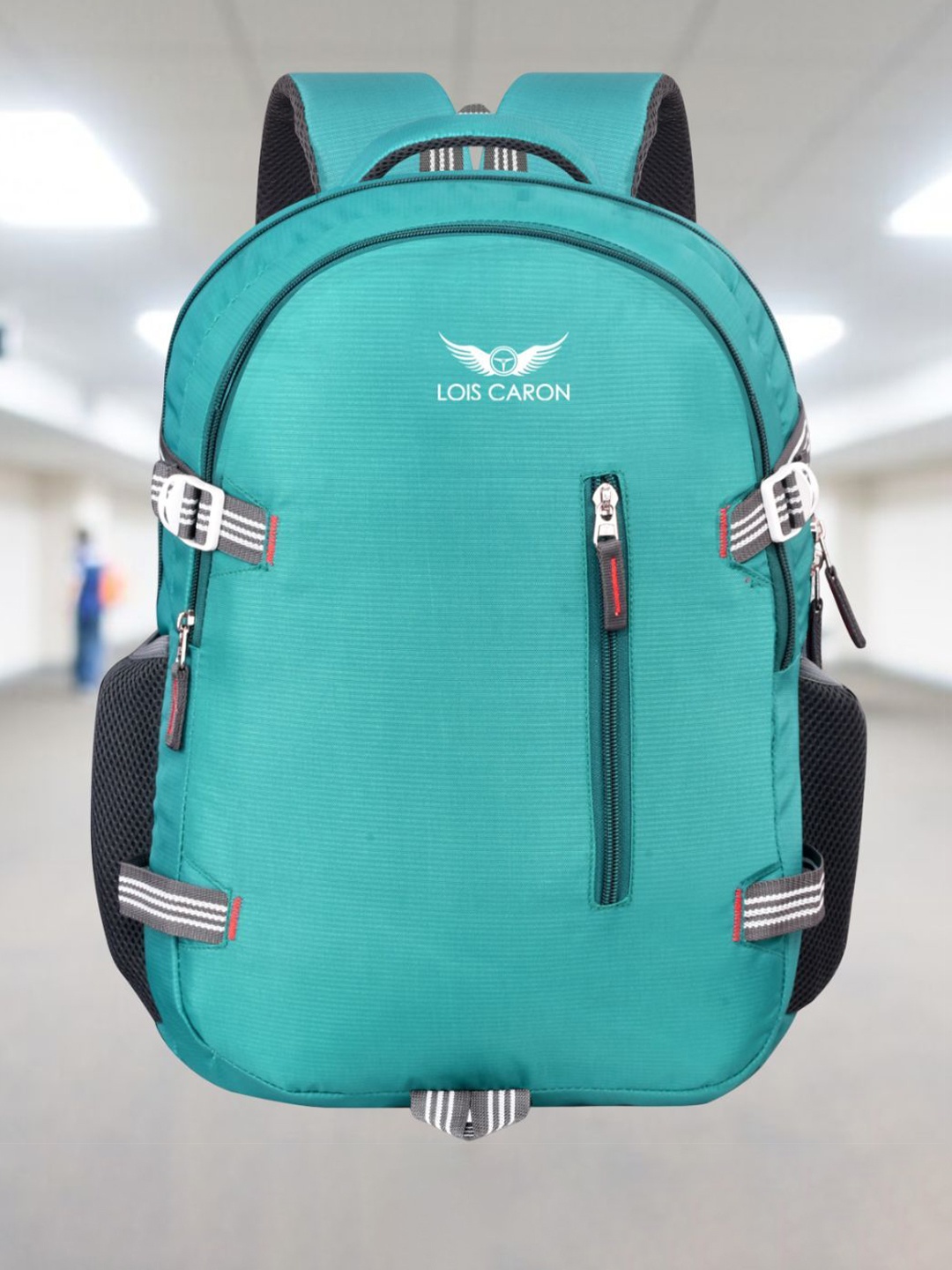

LOIS CARON Unisex Brand Logo Backpack, Green