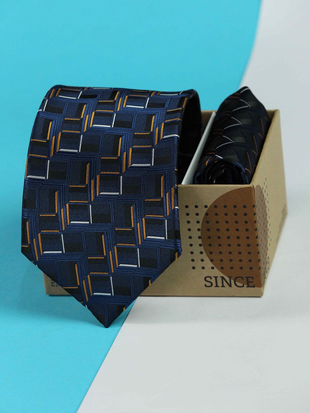 

Tossido Men Accessory Gift Set of Tie & Pocket Square, Navy blue