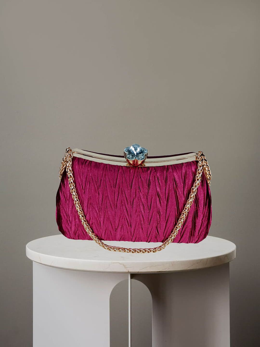 

Esmoda Tinsel Frame Purse Clutch, Pink