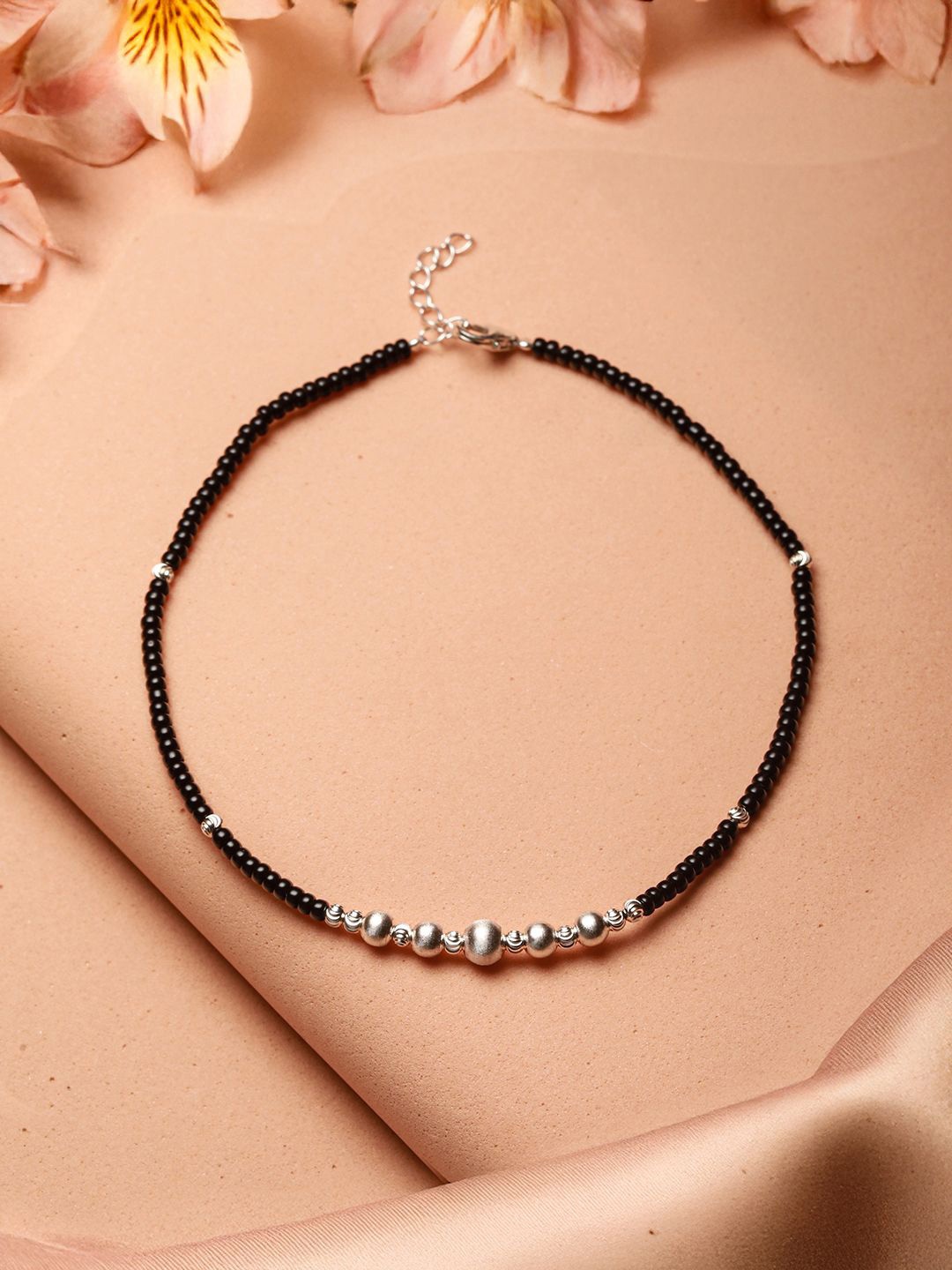 

SARAF SILVERETZ 925 Sterling Silver-Plated Beaded Single Anklet