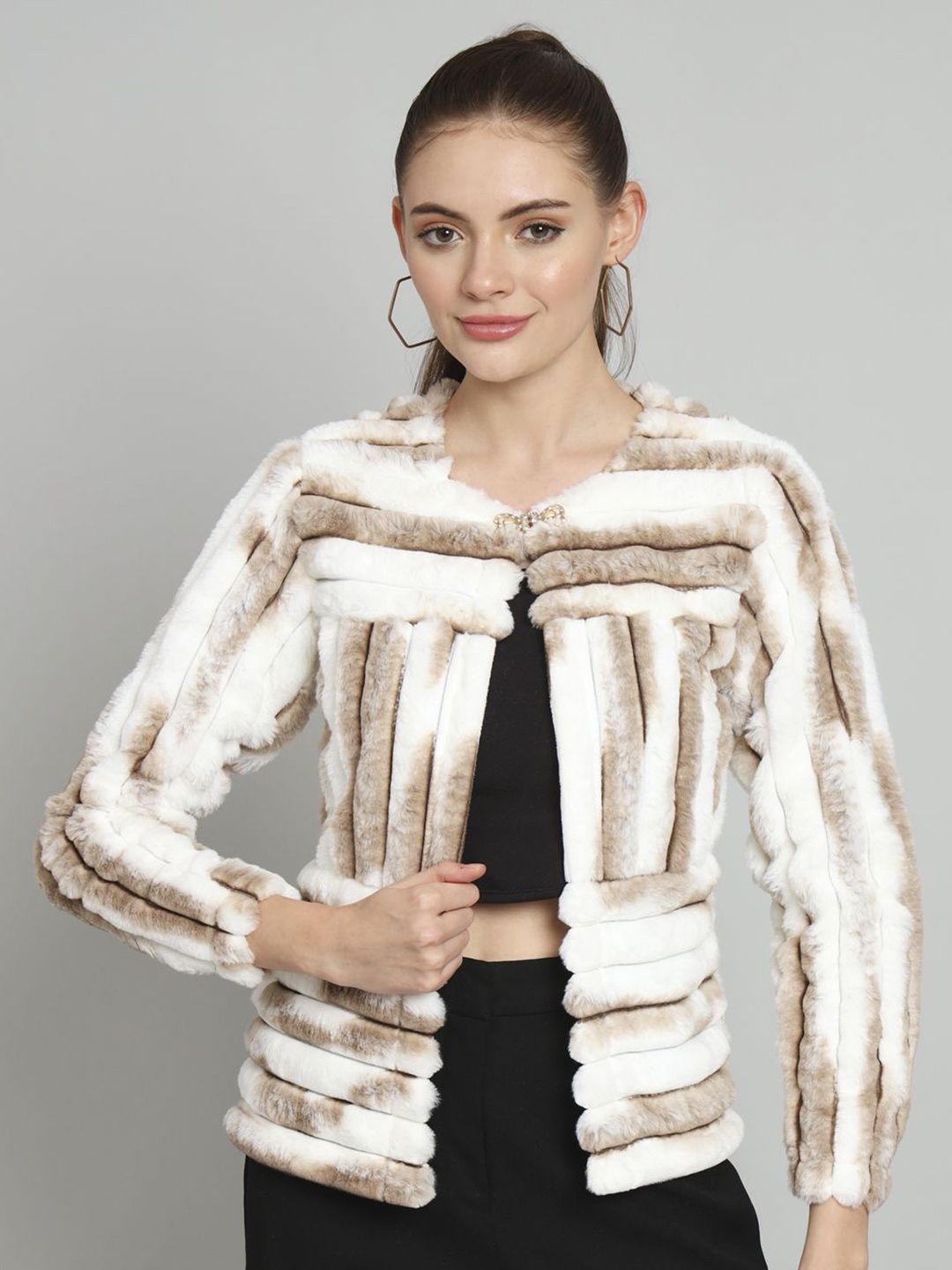 

Chemistry Tie and Dyed Woollen Open Front Shrug, Cream