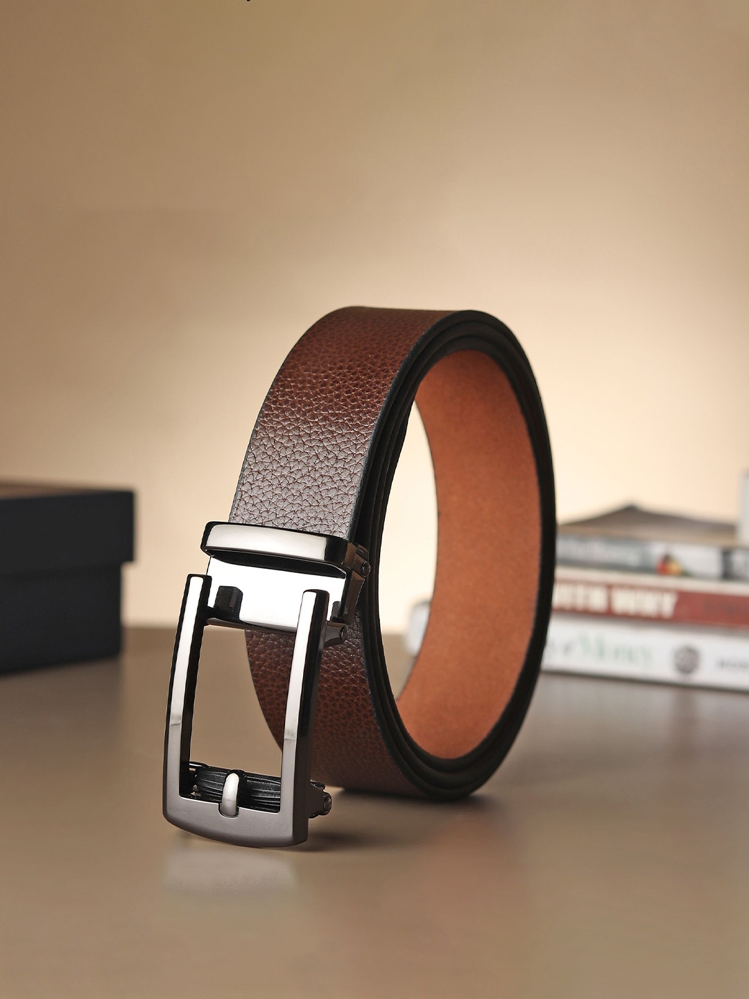 

Provogue Men Textured Leather Belt, Brown