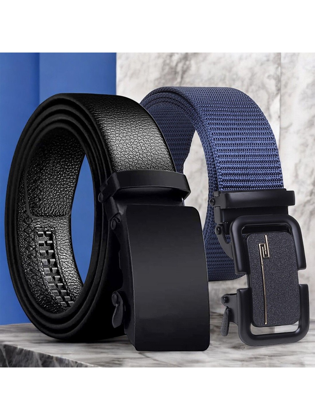 

Provogue Men Pack Of 2 Textured Formal Belt, Black