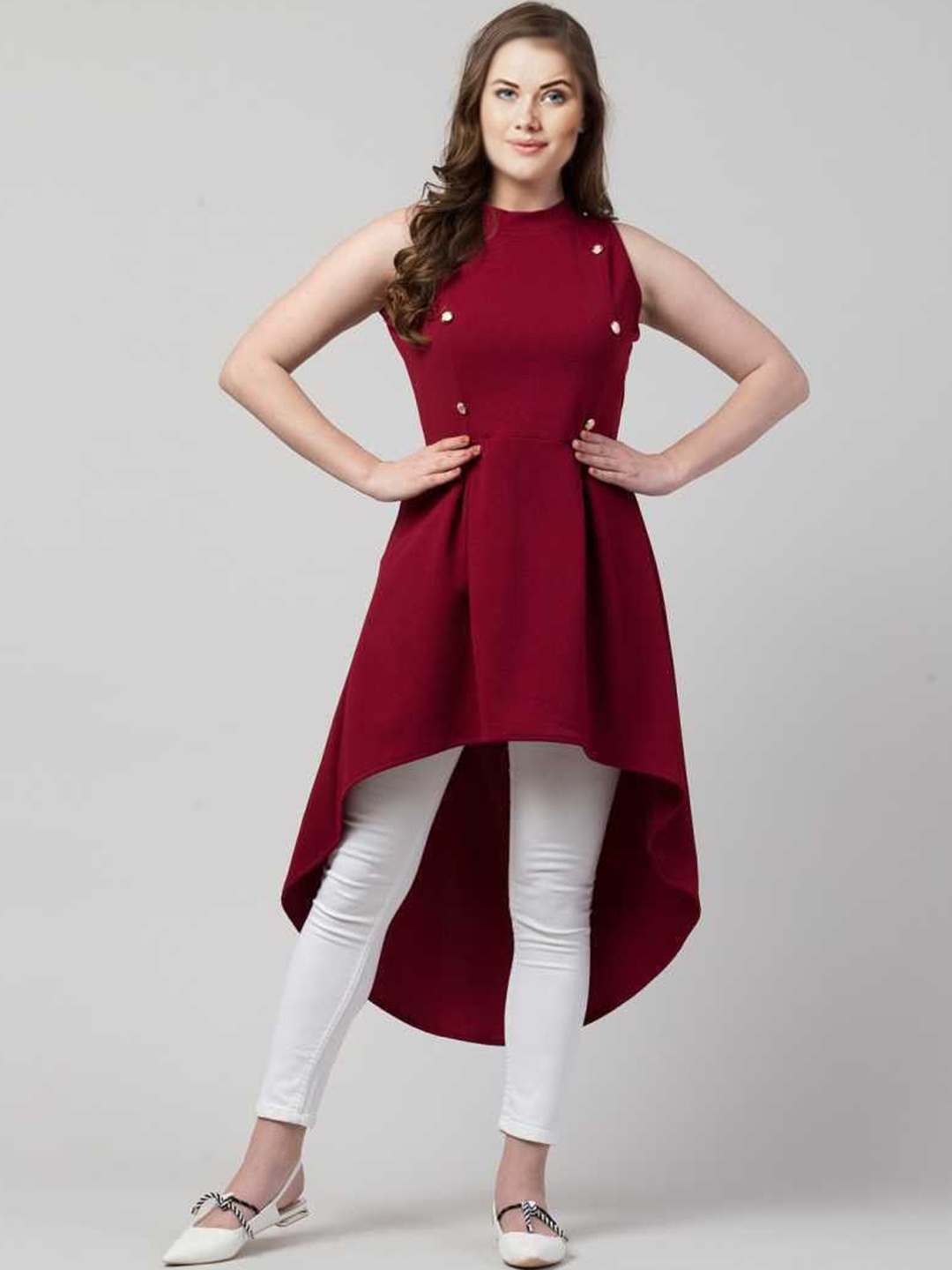 

Purser Cotton High-Low Top, Red