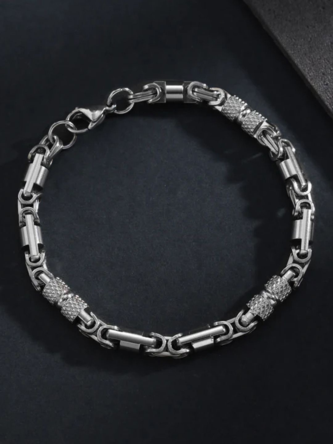 

Peora Men Silver-Plated Stainless Steel Openable Link Bracelet