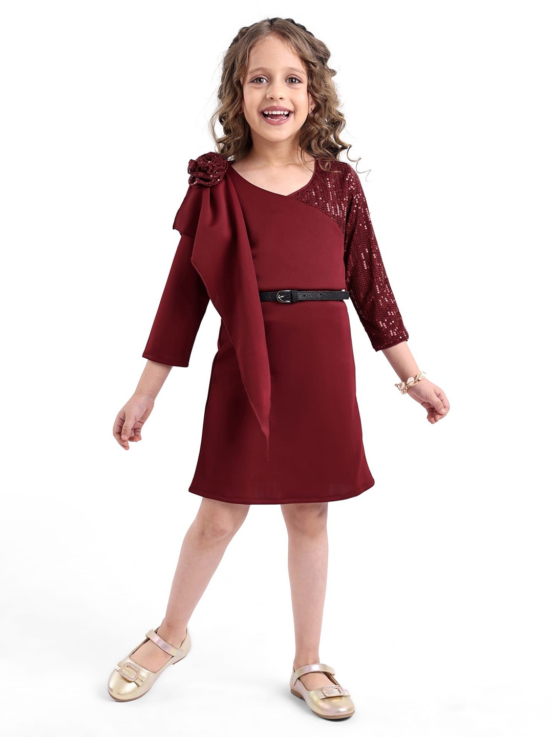 

Hola Bonita Scuba A-Line Dress, Maroon