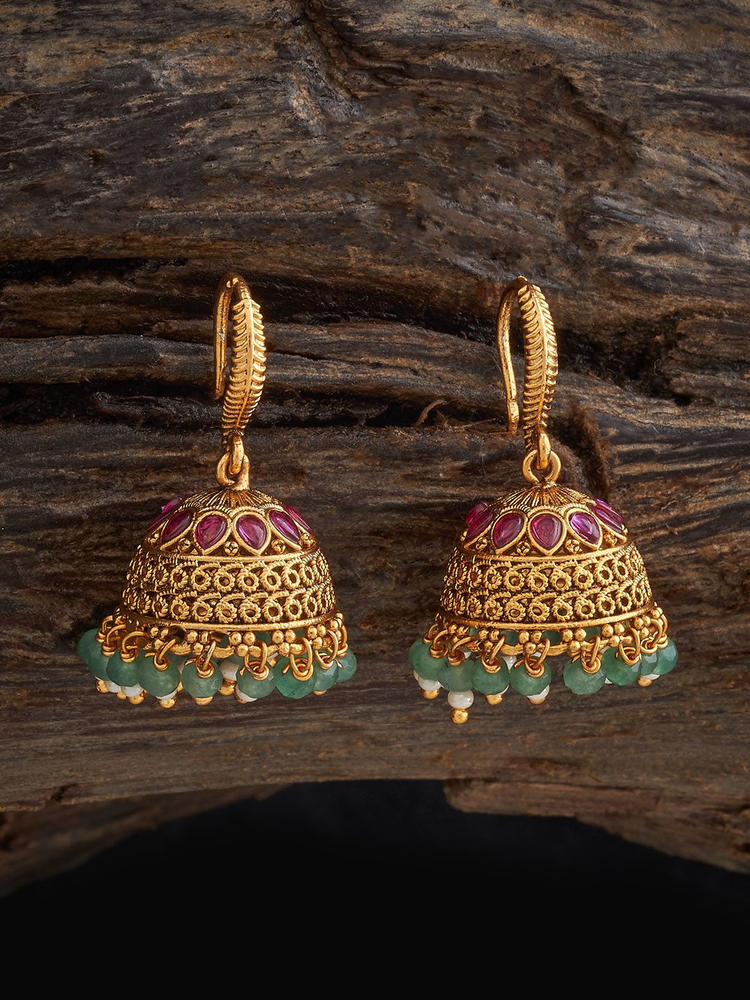 

Kushal's Fashion Jewellery Dome Shaped Jhumkas Earrings, Red