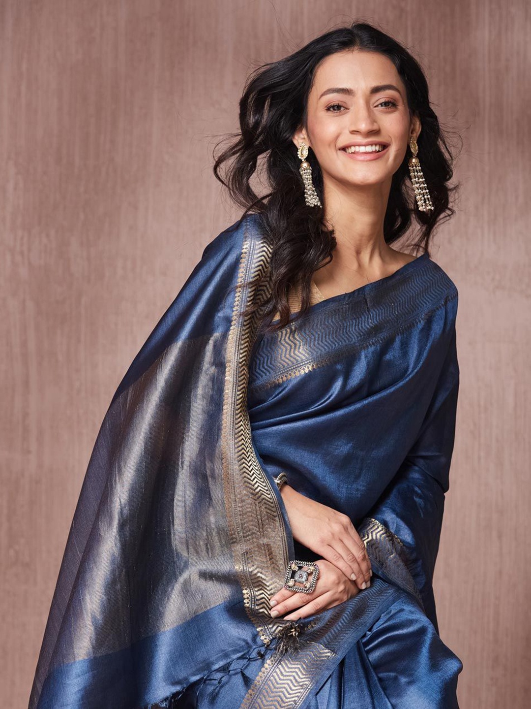 

Fabindia Woven Design Zari Saree, Blue