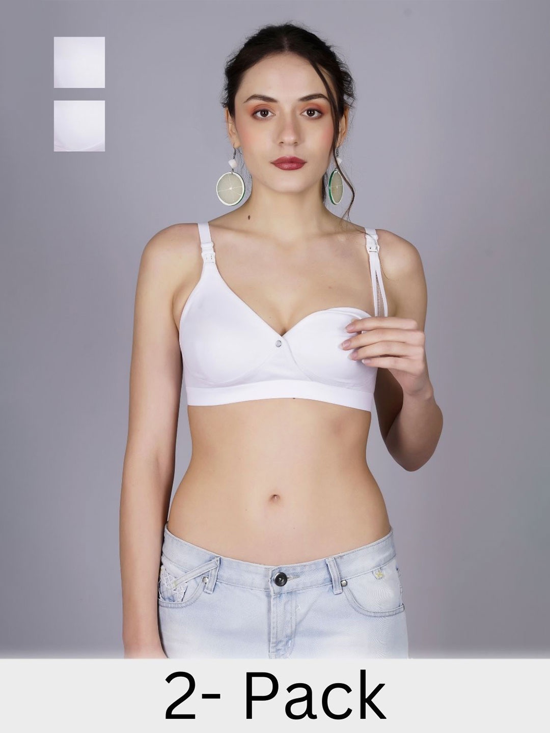 

Fabme Pack Of 2 Full Coverage Maternity Bra, White