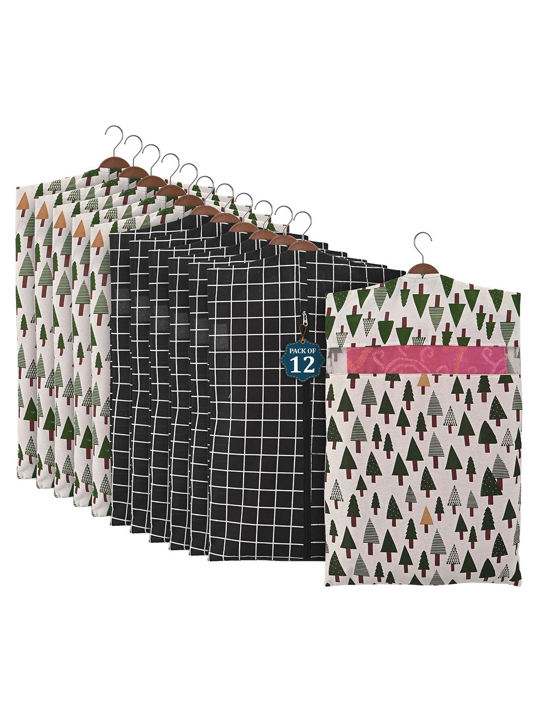 

Kuber Industries Black Set of 12 Regular Hanging Saree Cover Multi-Utility Organisers