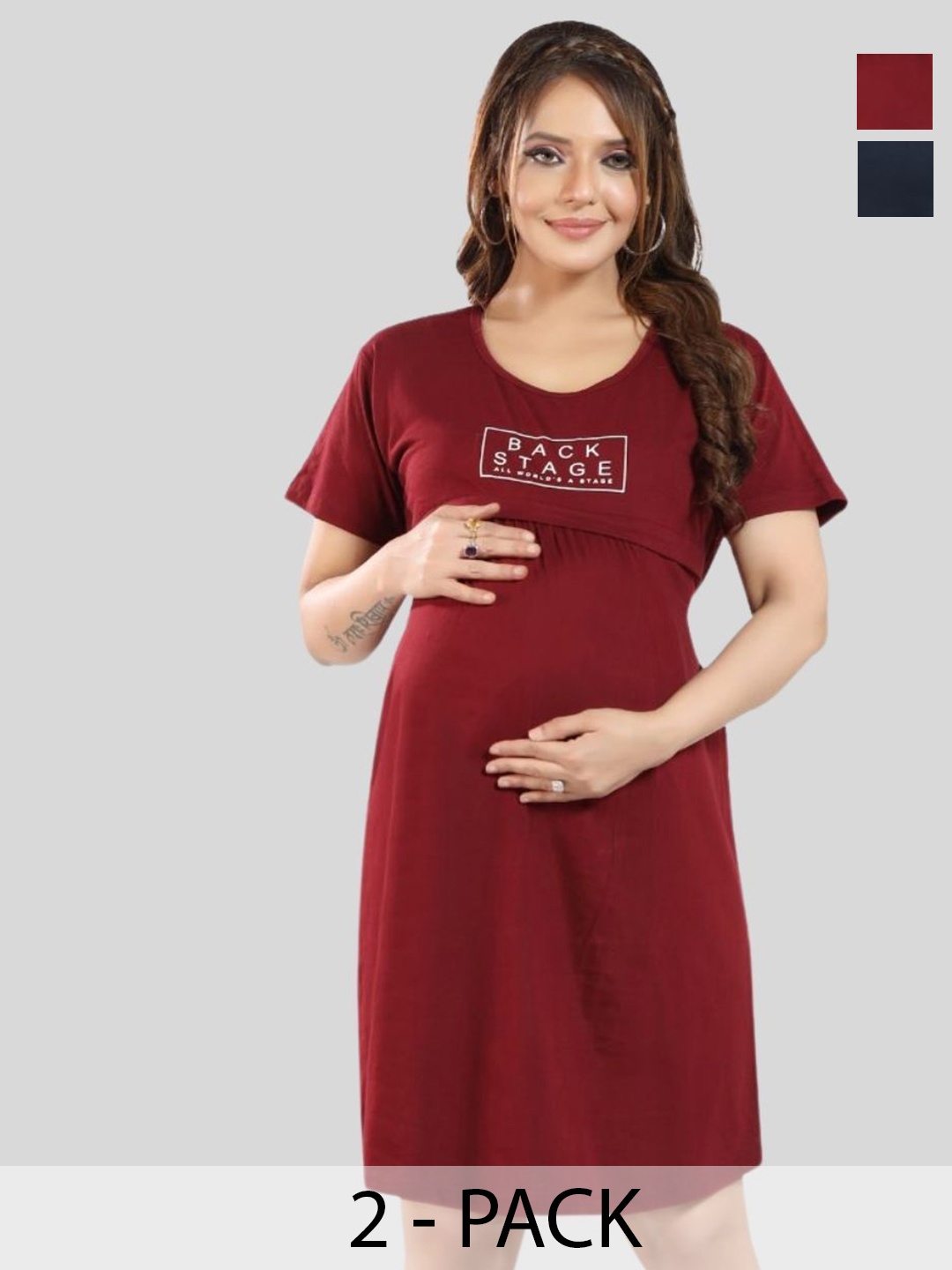 

Fabme Maxi Nightdress, Maroon