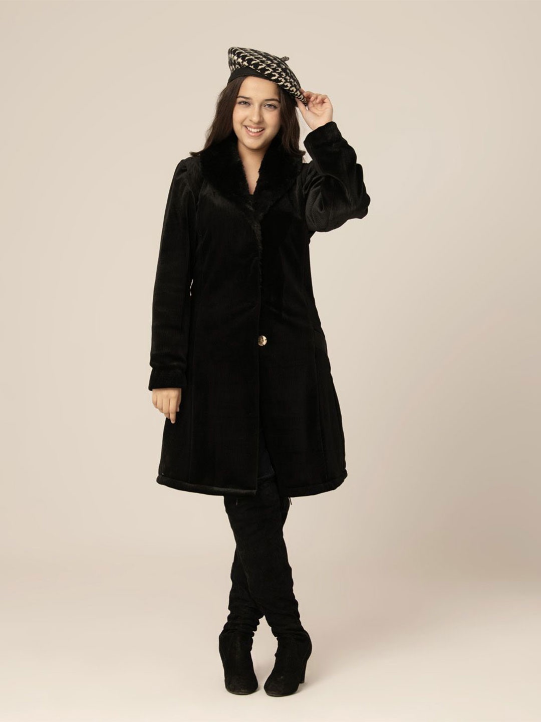 

HOITY MOPPET Girls Suede Velvet Coat, Black