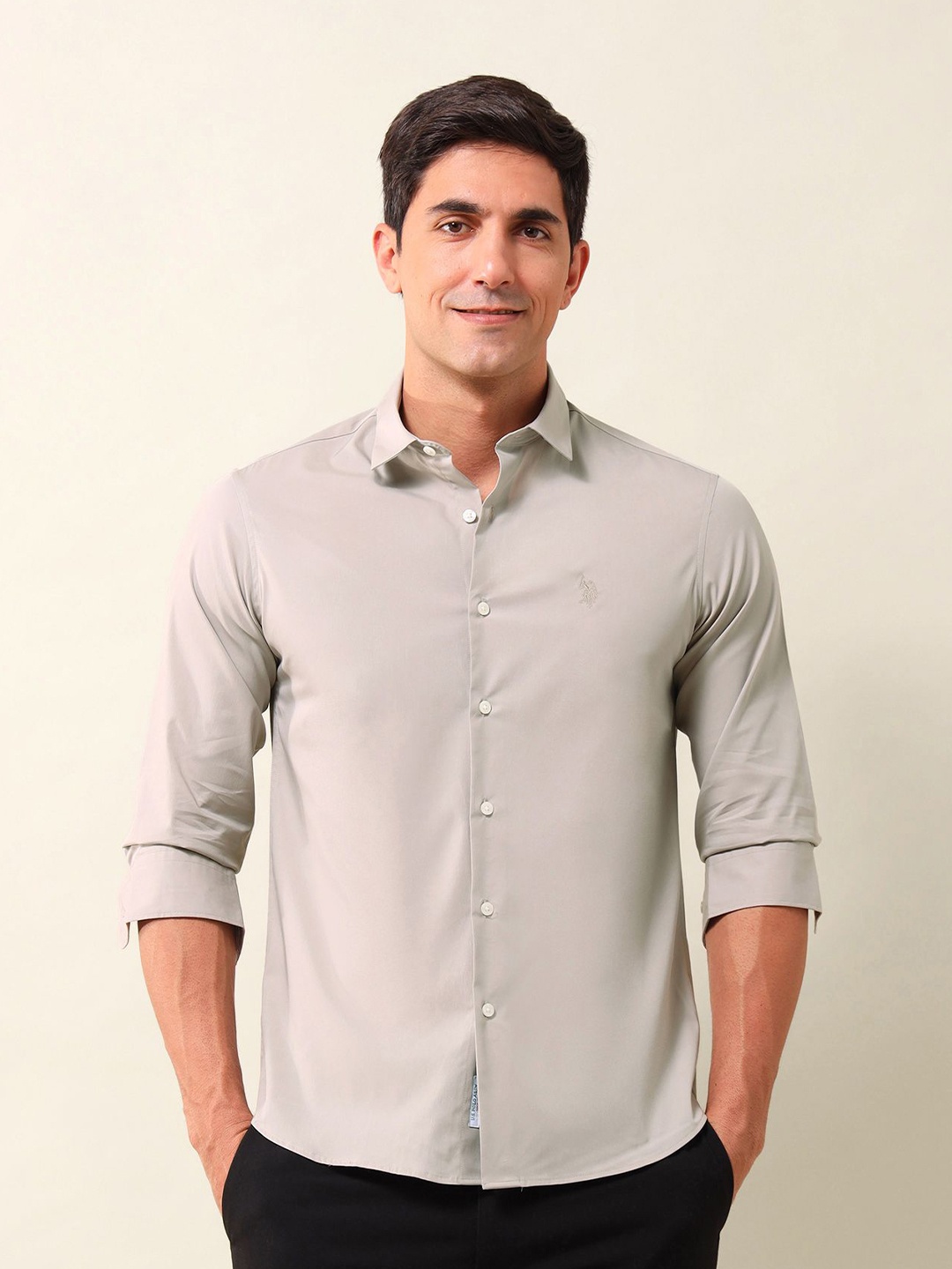 

U.S. Polo Assn. Men Tailored Fit Opaque Casual Shirt, Beige