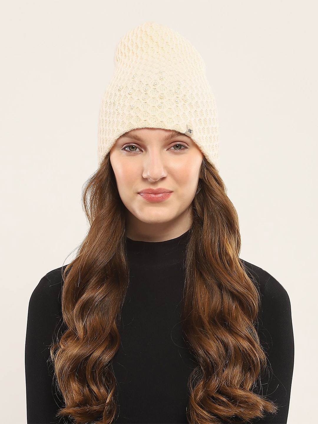

Monte Carlo Women Self Design Woollen Beanie, Cream