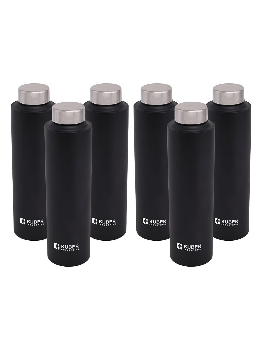 

Kuber Industries Black 6 Pieces Stainless Steel Leakproof Water Bottle 1L
