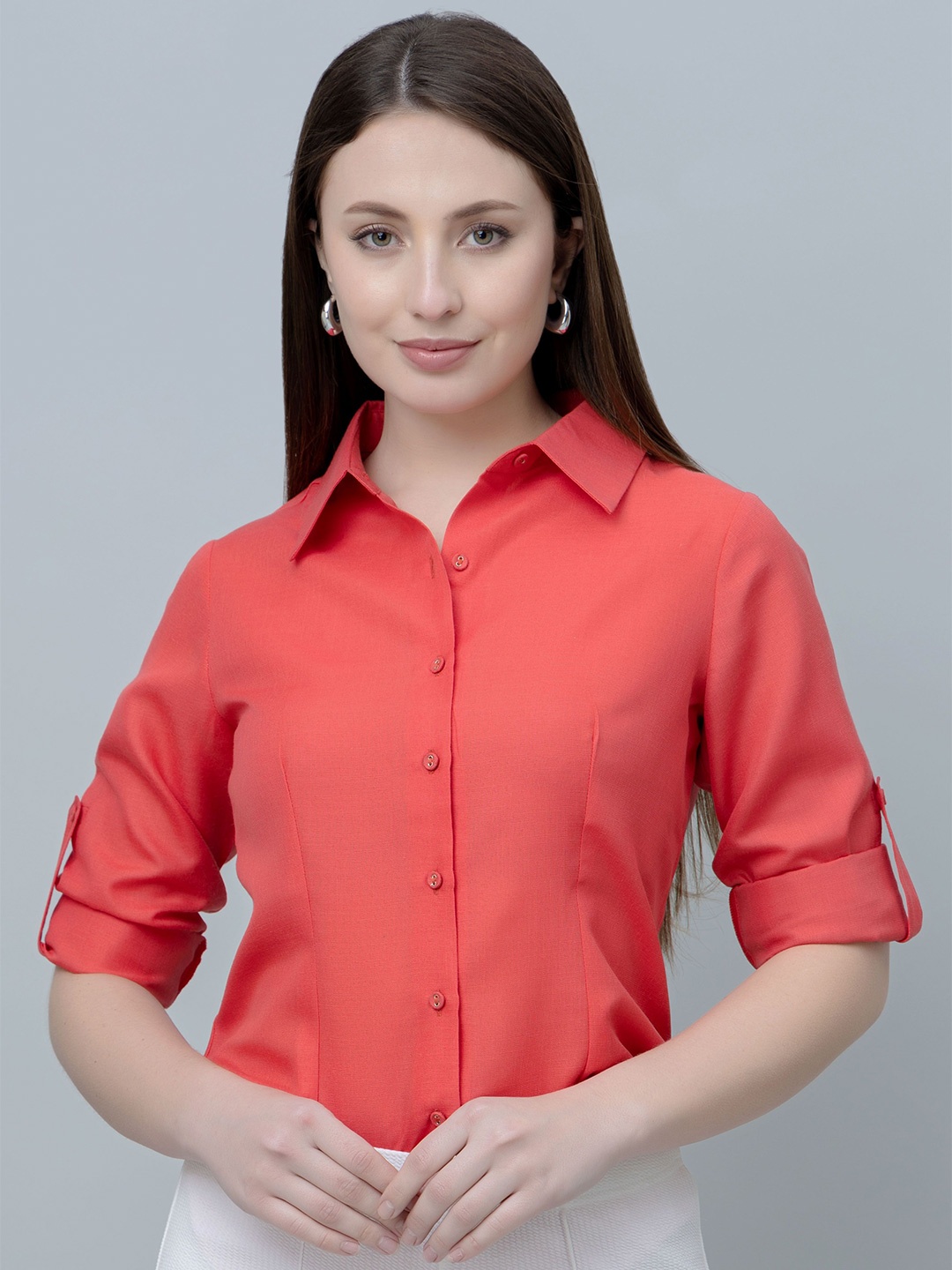 

PURYS WORKSPACE Women Solid Formal Shirt, Red