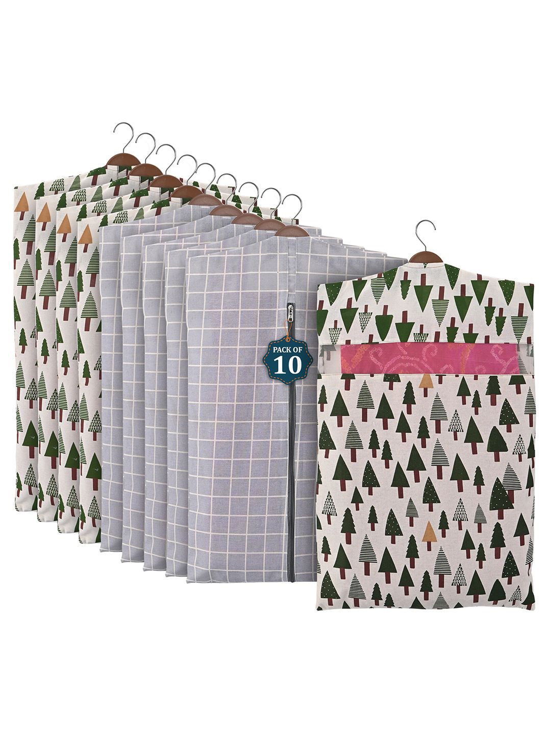 

Kuber Industries Grey 10 Pieces Cotton Regular Multi Utility Organisers