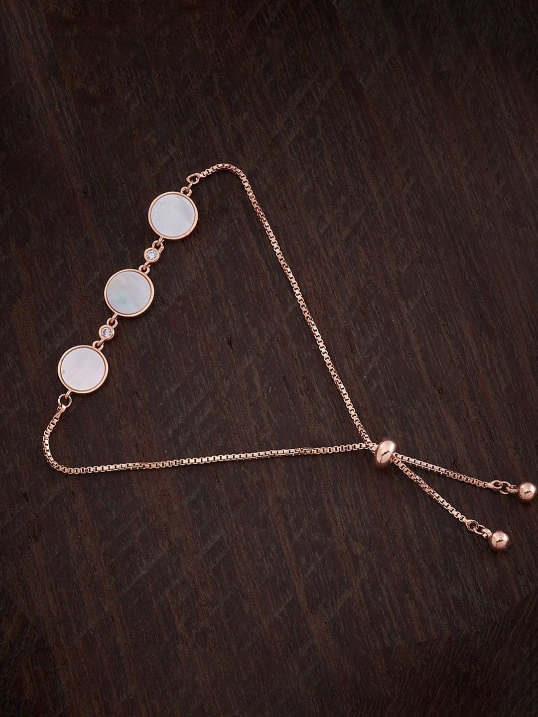 

Peora Rose Gold-Plated Mother of Pearls Studded Adjustable Charm Bracelet