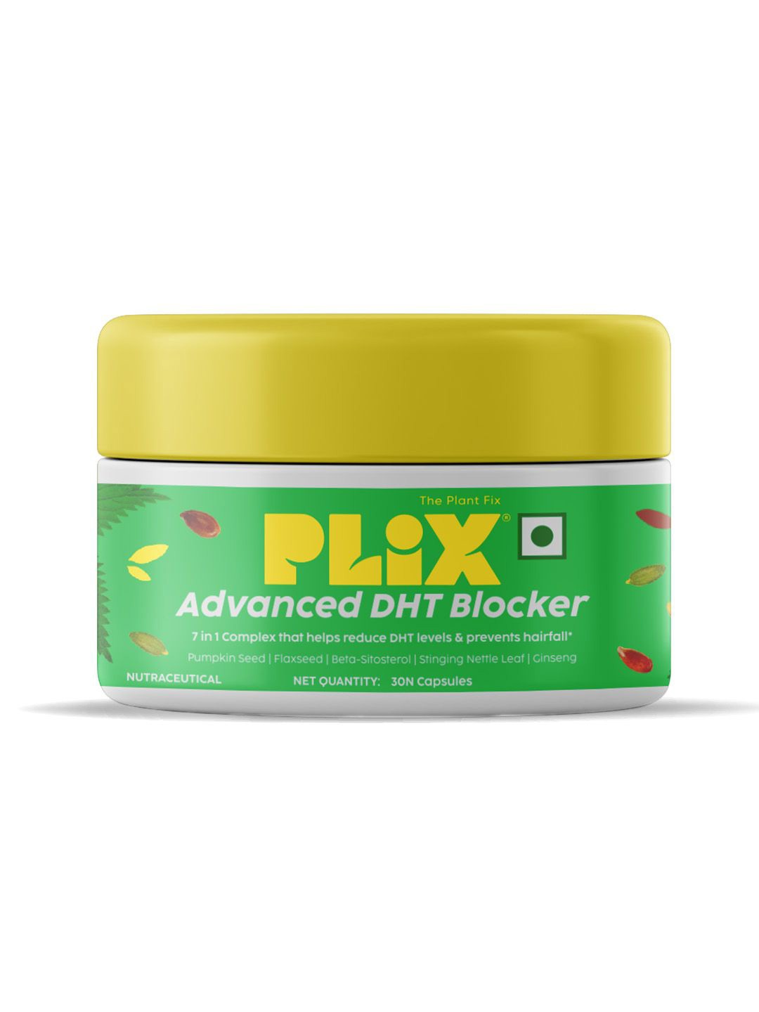 

PLIX THE PLANT FIX 7- In -1 Solution Advanced DHT Blocker Capsules - 30 No, Green