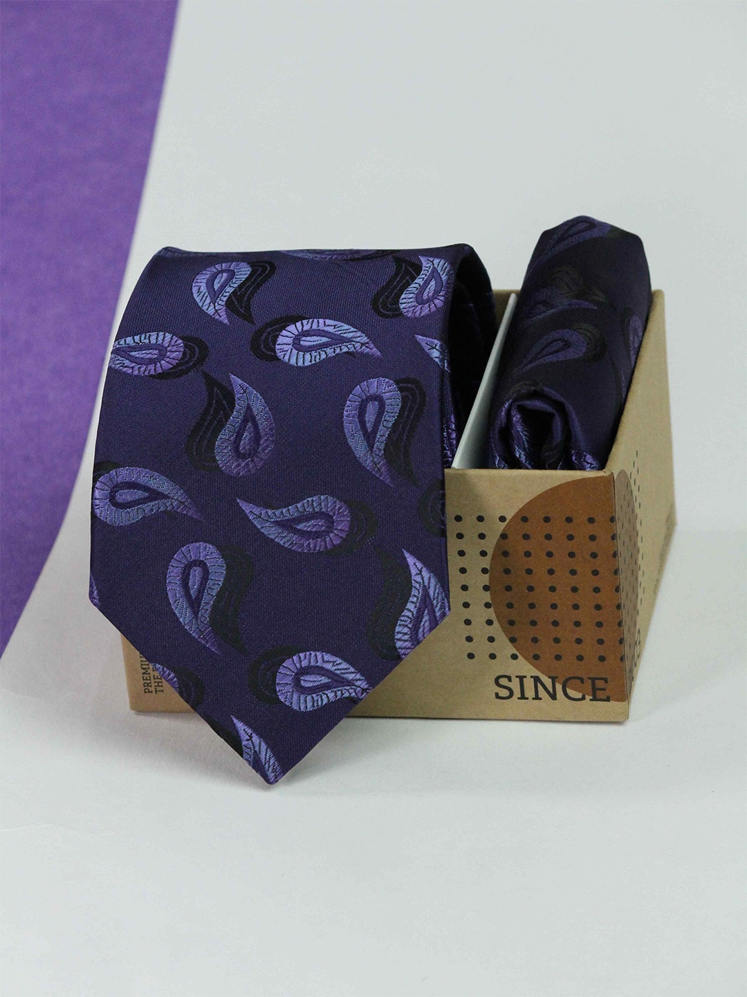 

Tossido Men Accessory Gift Set Of Tie & Pocket Square, Purple