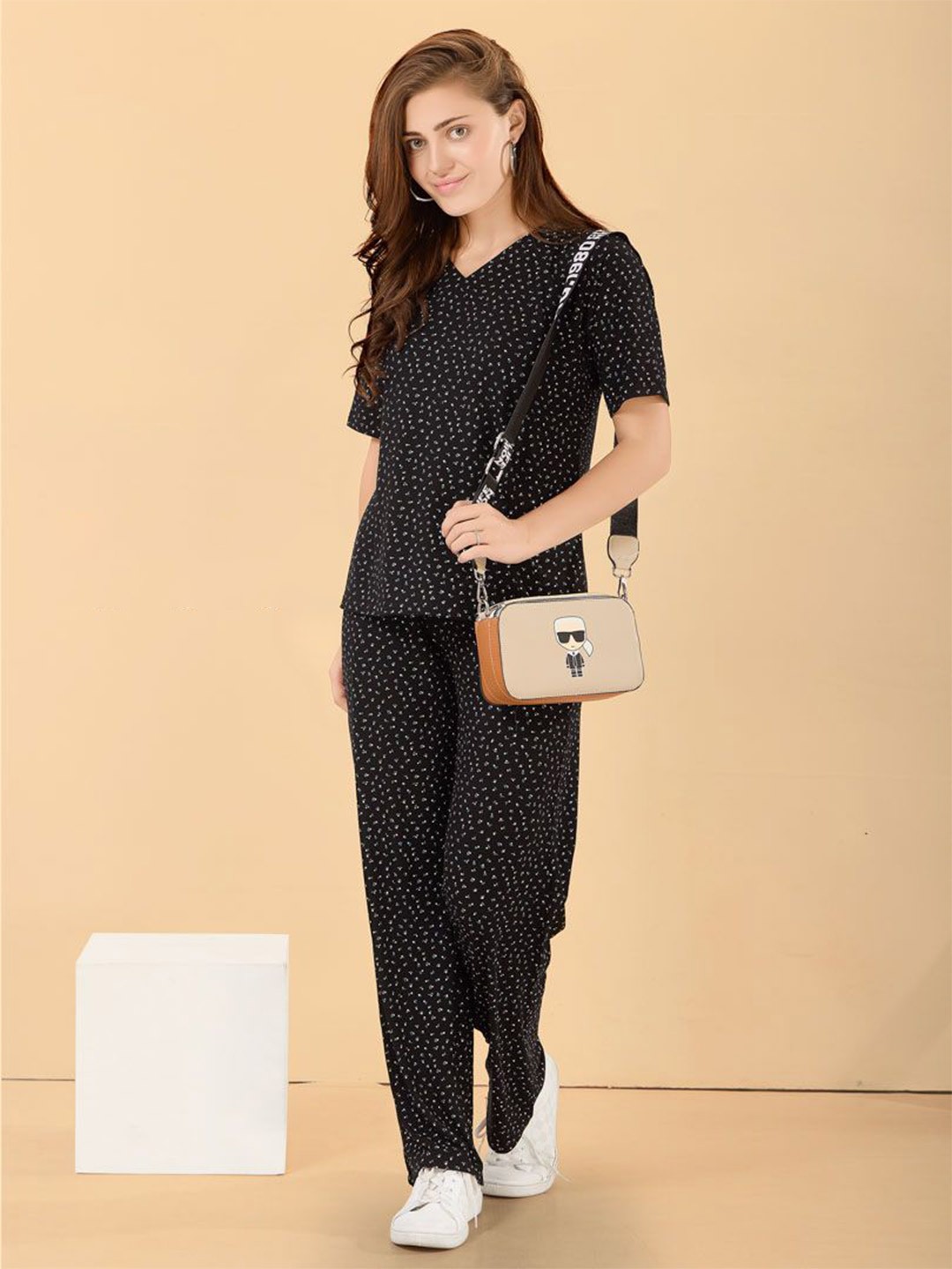 

Soulemo Printed Top & Trousers Co-Ords, Black