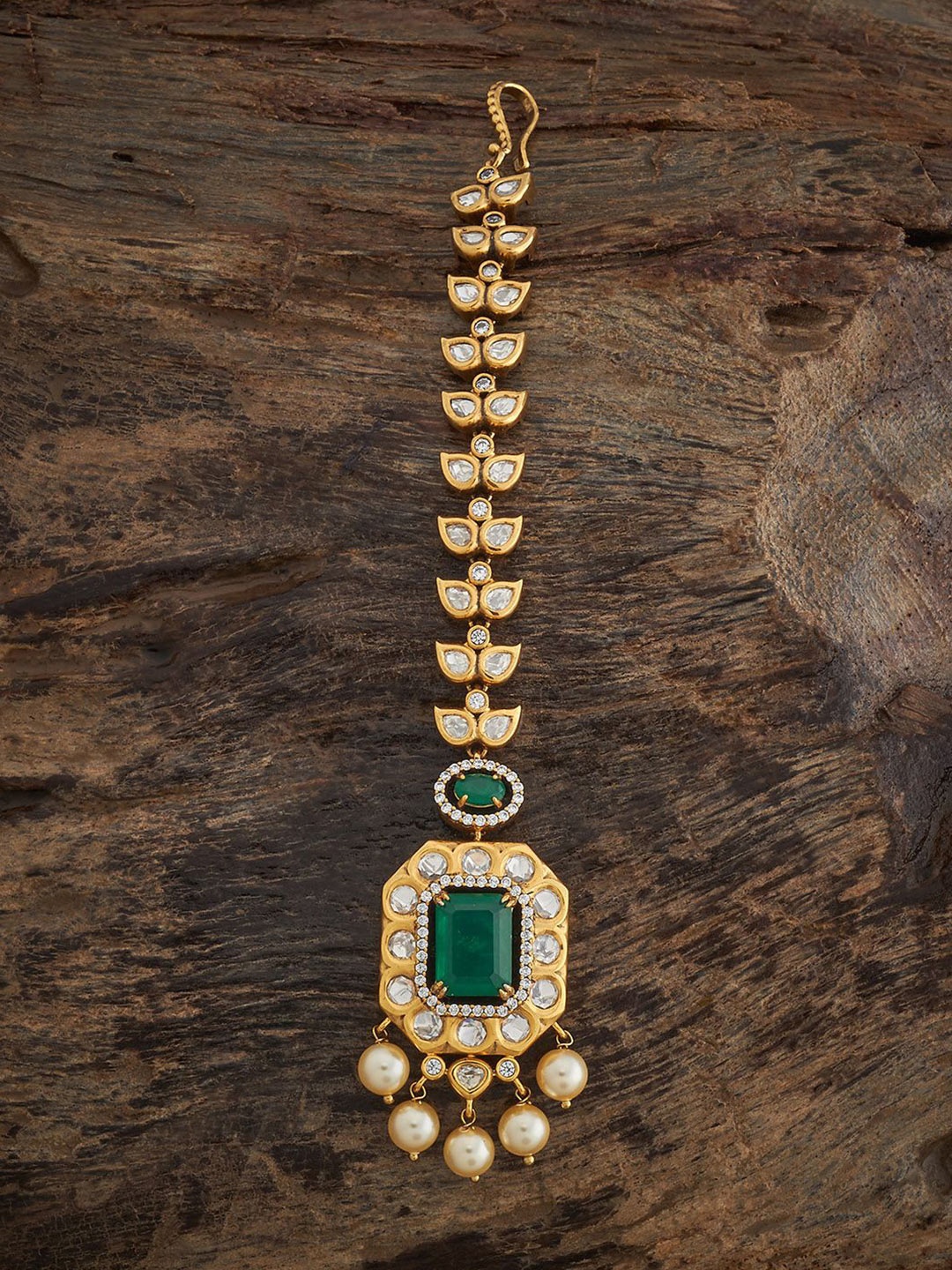 

Kushal's Fashion Jewellery Kundan Studded Maang Tikka Head Jewellery, Gold