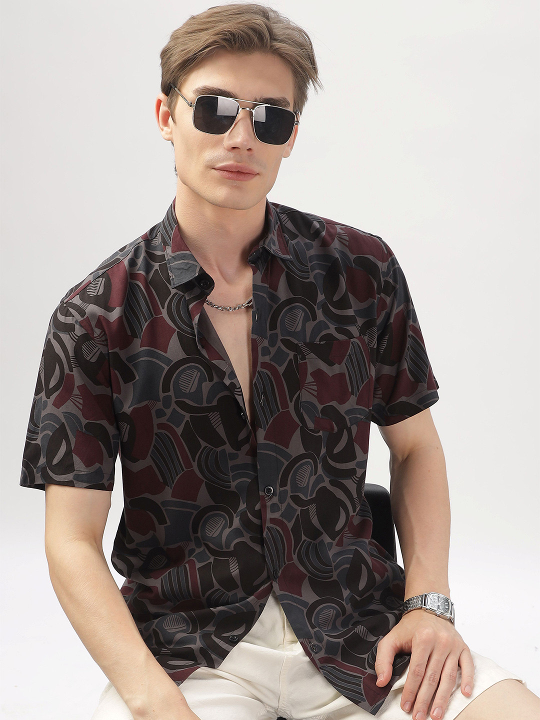 

BS BLUE SQUAD Men Opaque Printed Casual Shirt, Multi