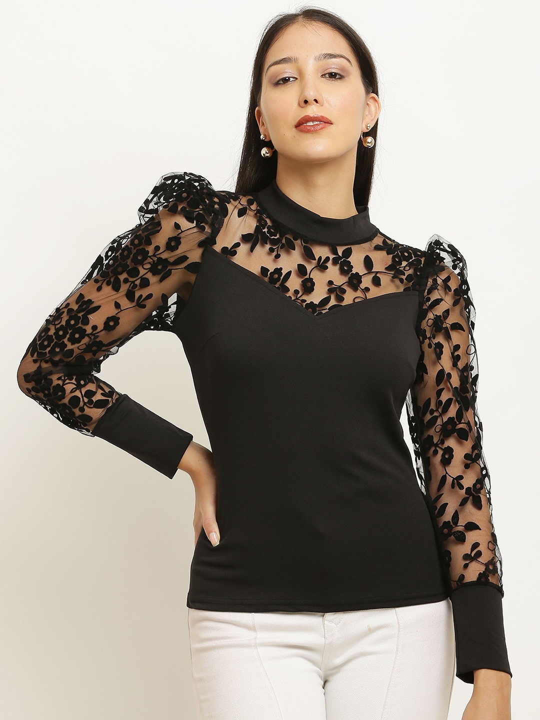 

Purser Embroidered Cotton Top, Black