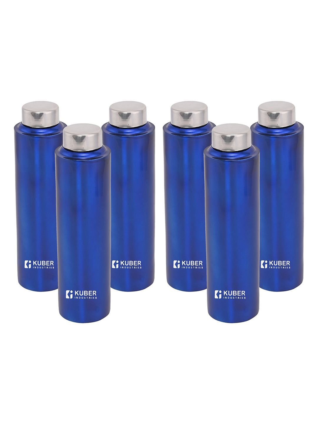 

Kuber Industries Blue 6 Pieces Stainless Steel Leakproof Water Bottle 1L each