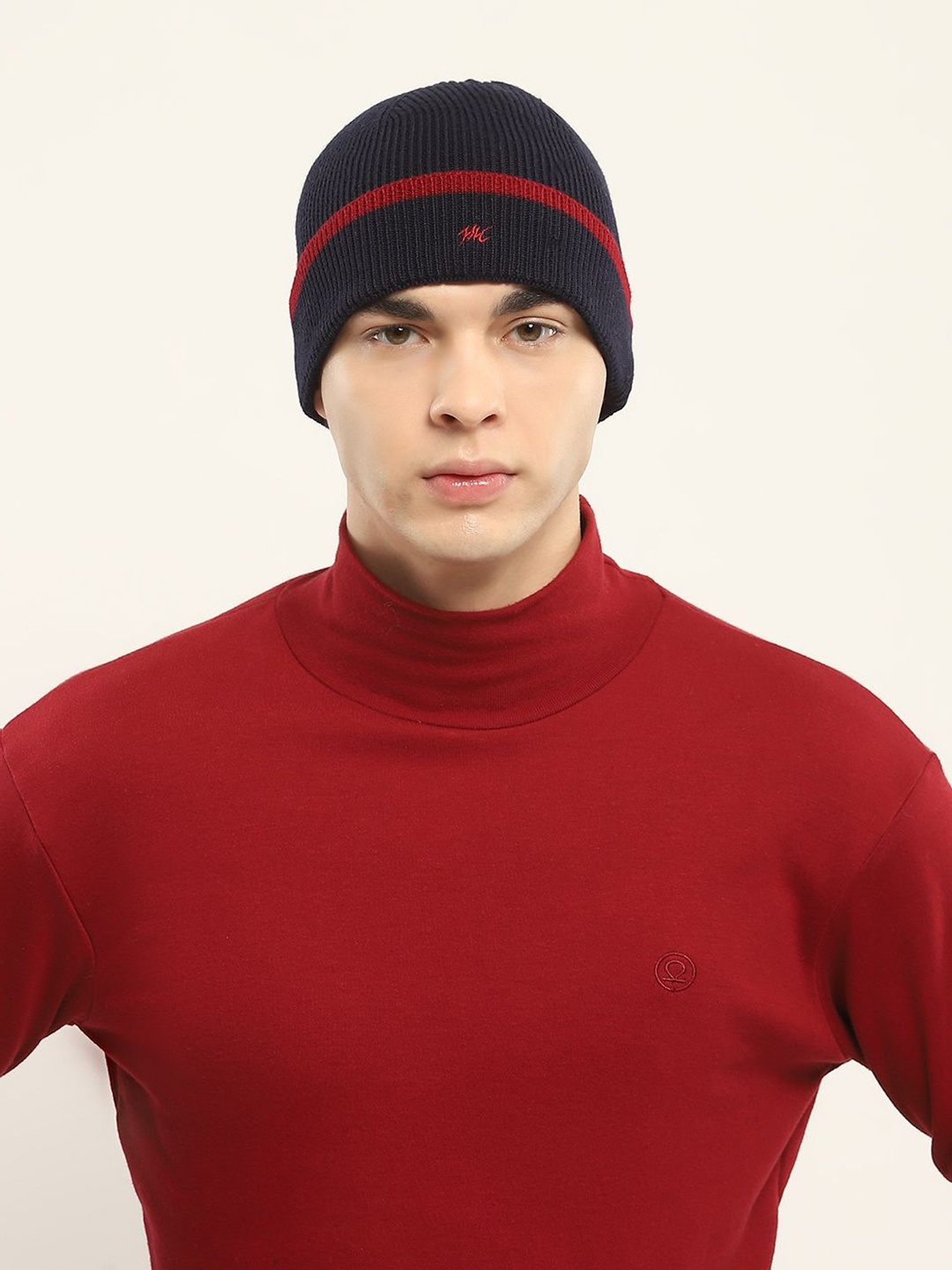 

Monte Carlo Men Self Design Woollen Beanie, Navy blue
