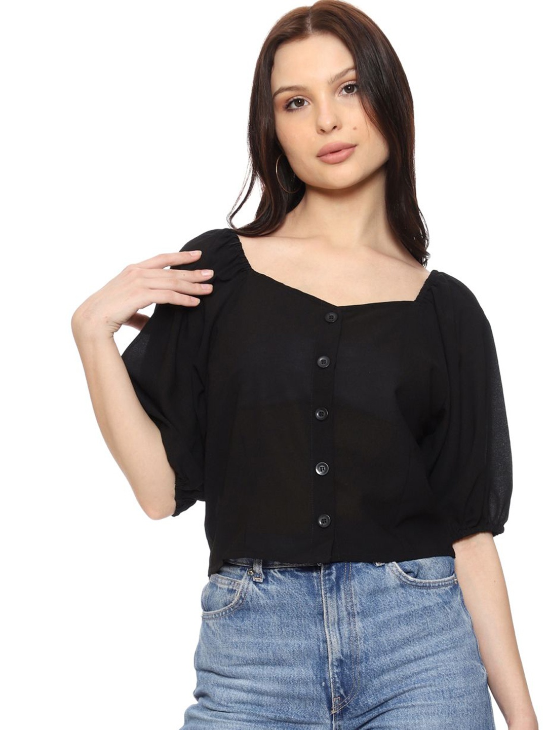 

SXV STYLE Georgette Top, Black