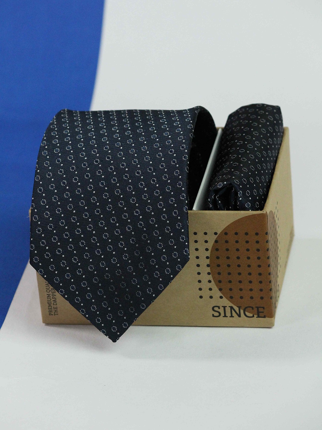 

Tossido Men Accessory Gift Set of Tie & Pocket Square, Navy blue
