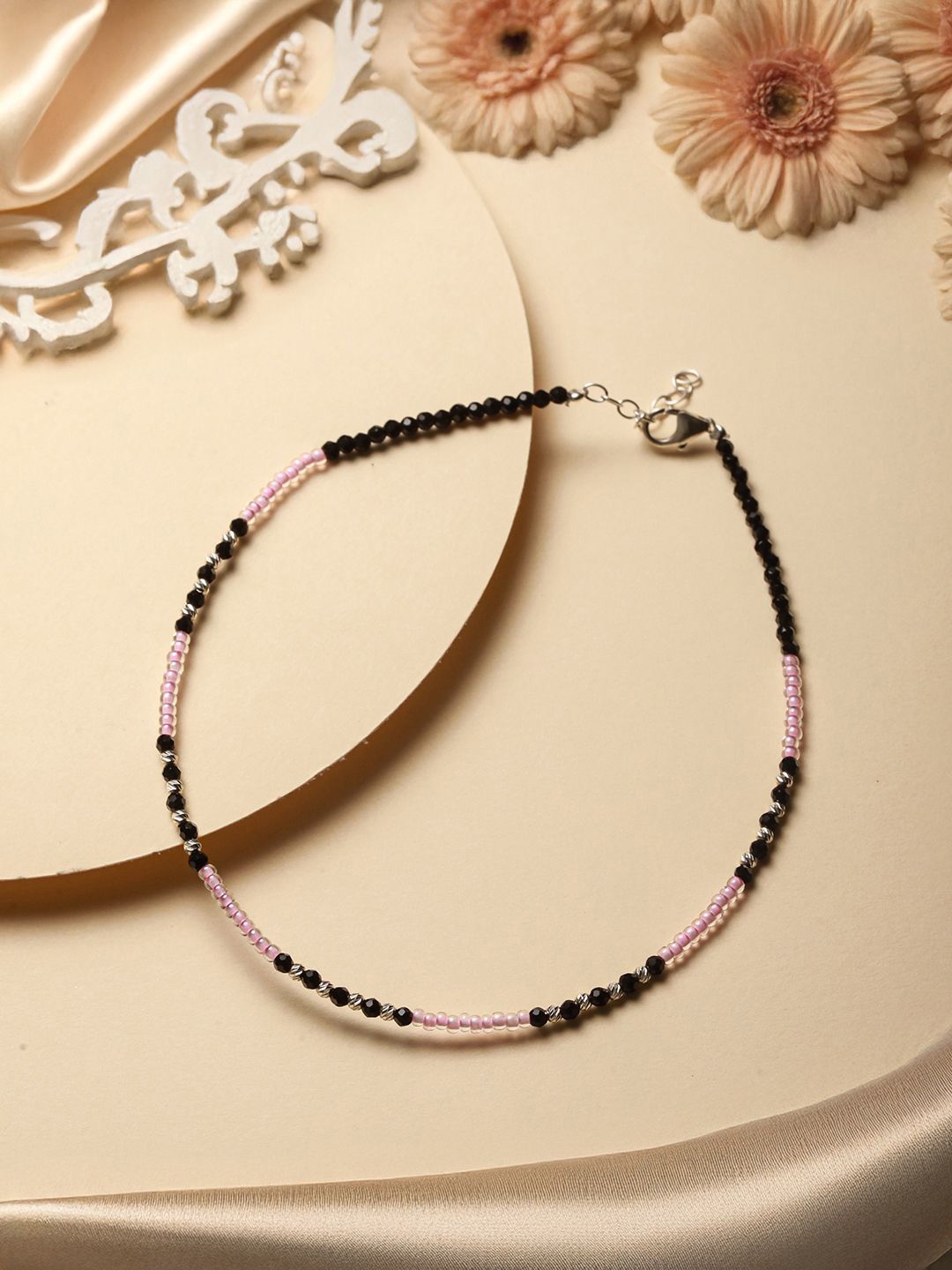 

SARAF SILVERETZ 925 Sterling Silver-Plated Beaded Single Anklet