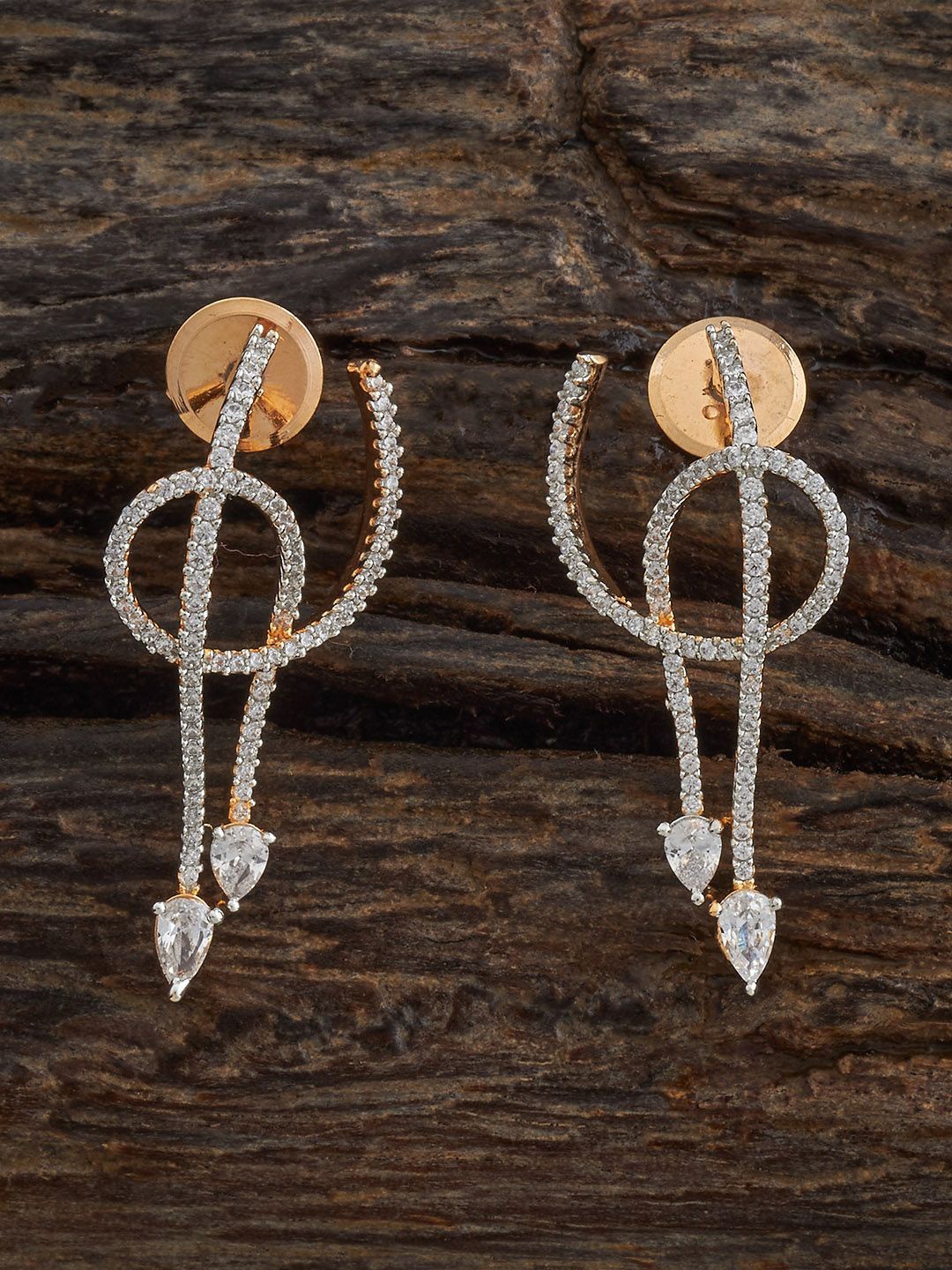 

Kushal's Fashion Jewellery Gold-Plated Zircon Studded Contemporary Studs