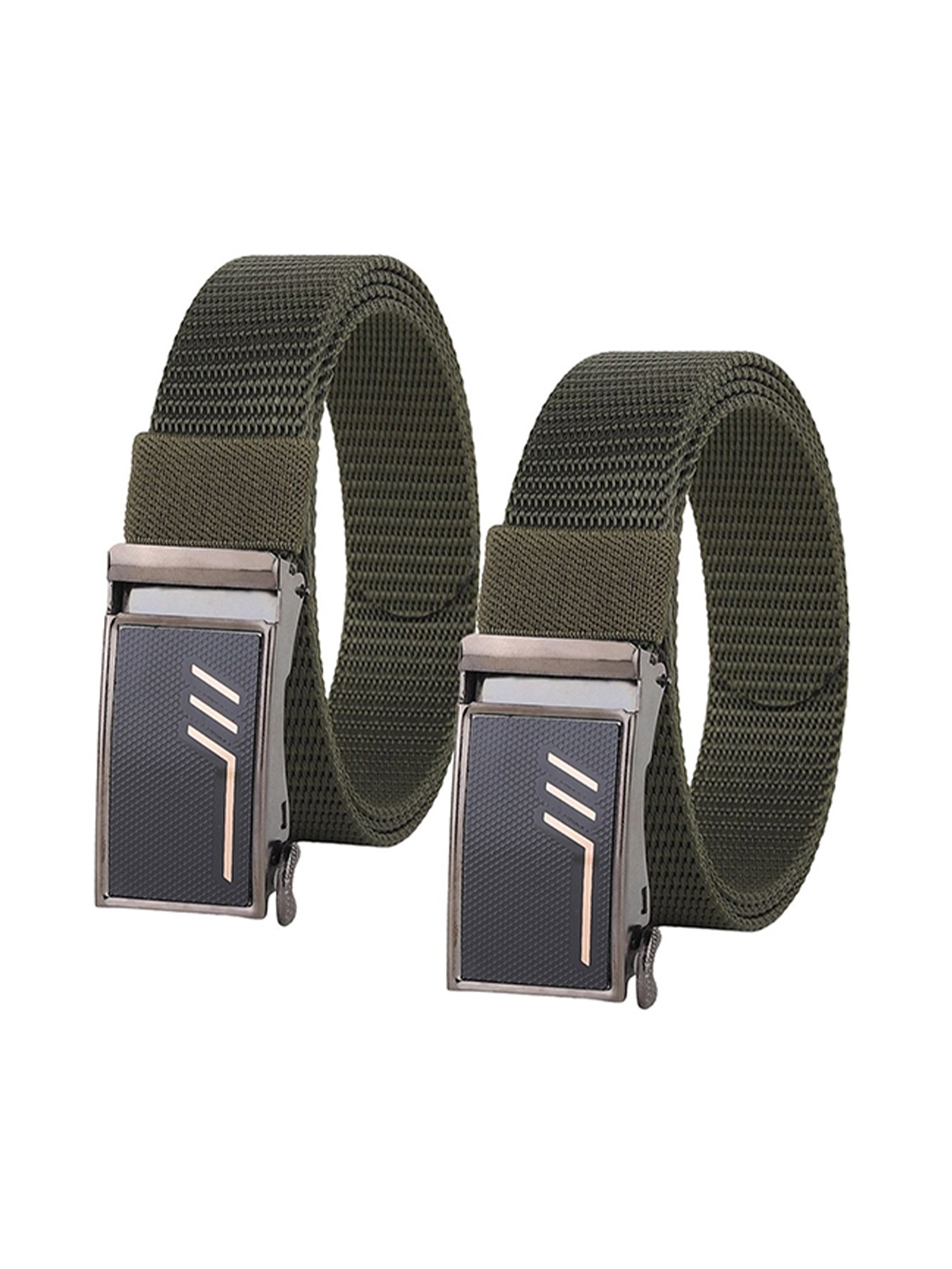 

Provogue Men Pack Of 2 Woven Design Belt, Green