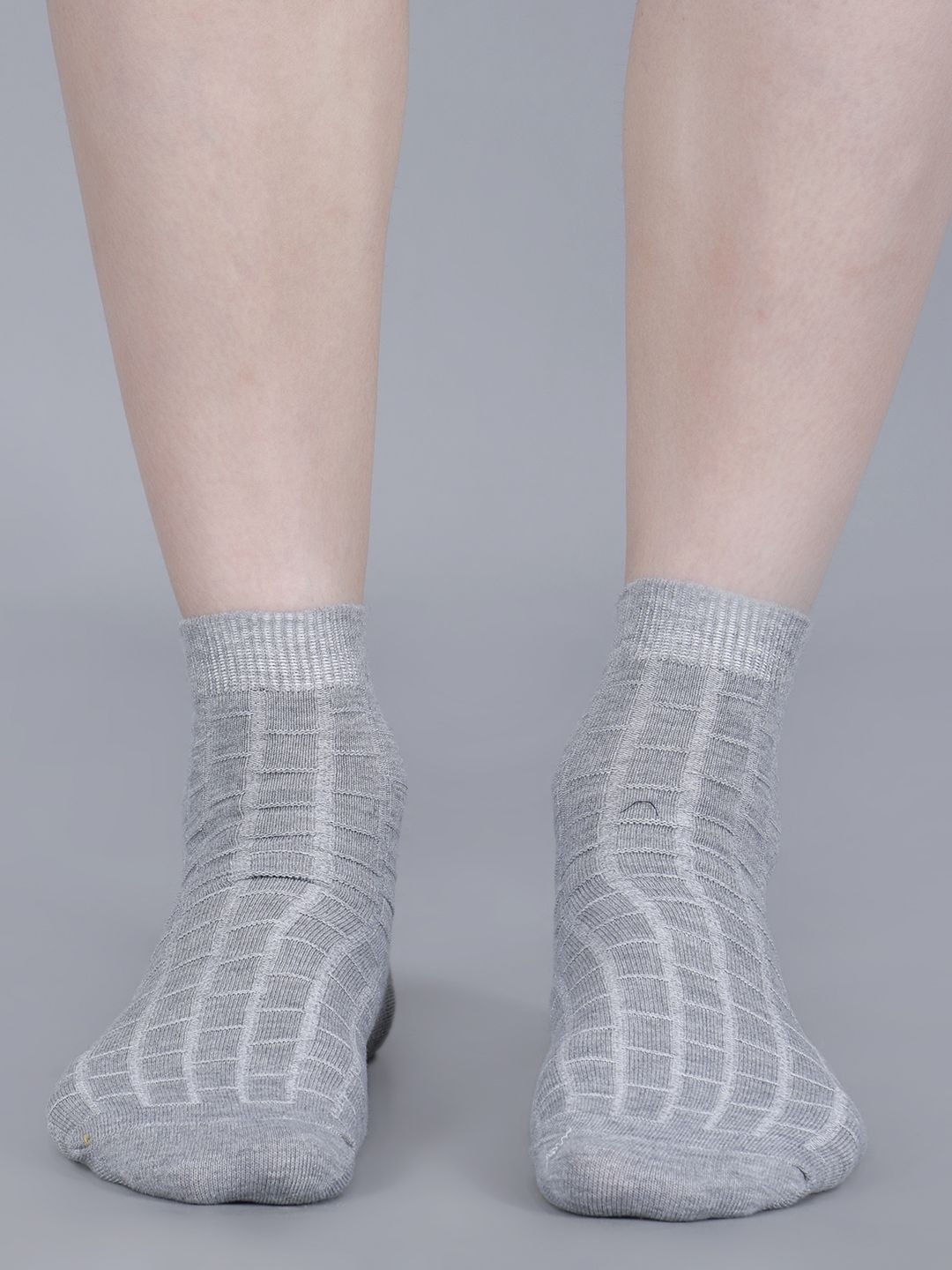 

Dollar Pack of 5 Men Cotton Free Size Ankle Length Socks, Grey