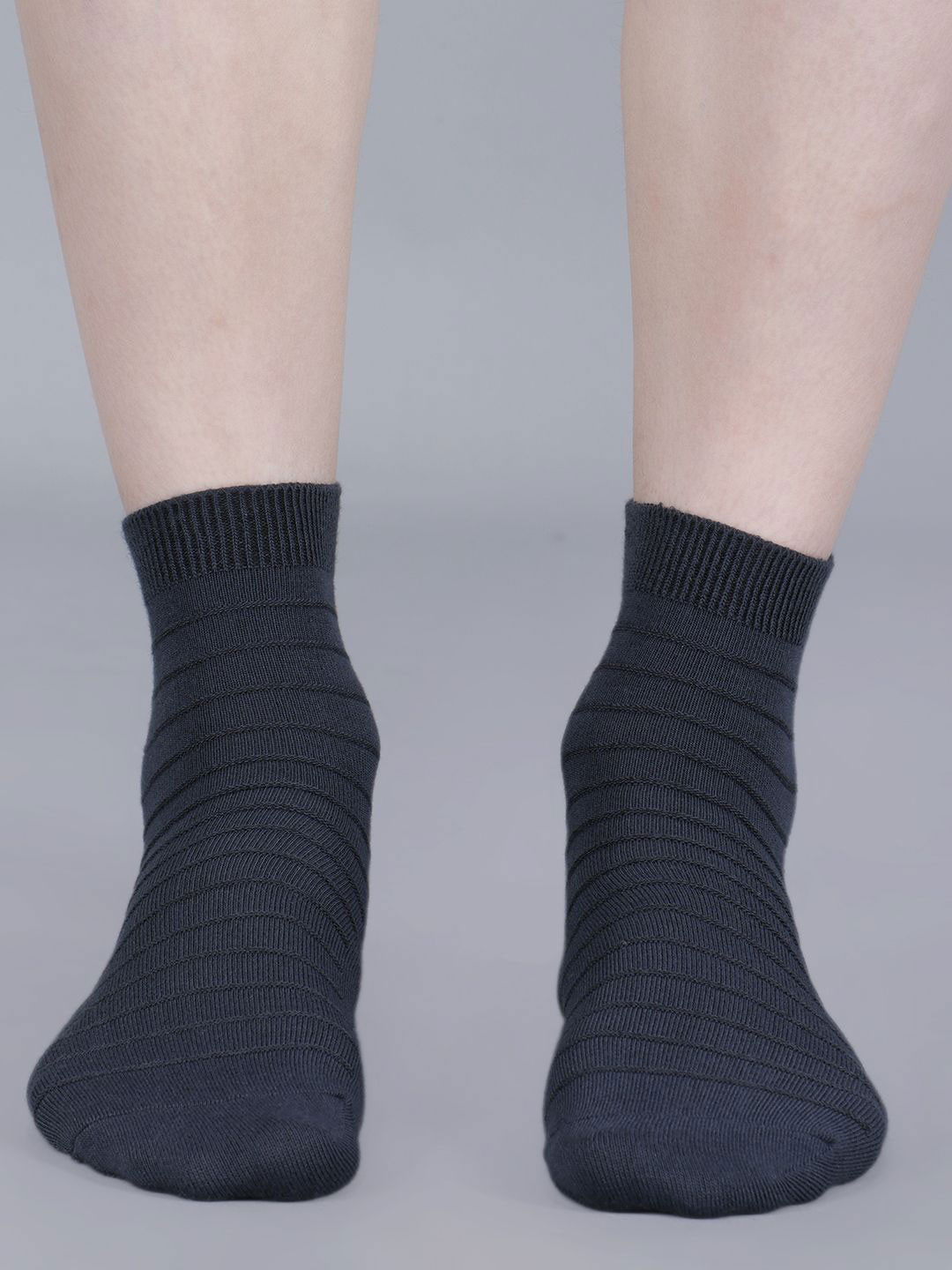 

Dollar Men Pack of 3 Patterned Free Size Ankle Length Cotton Socks, Grey