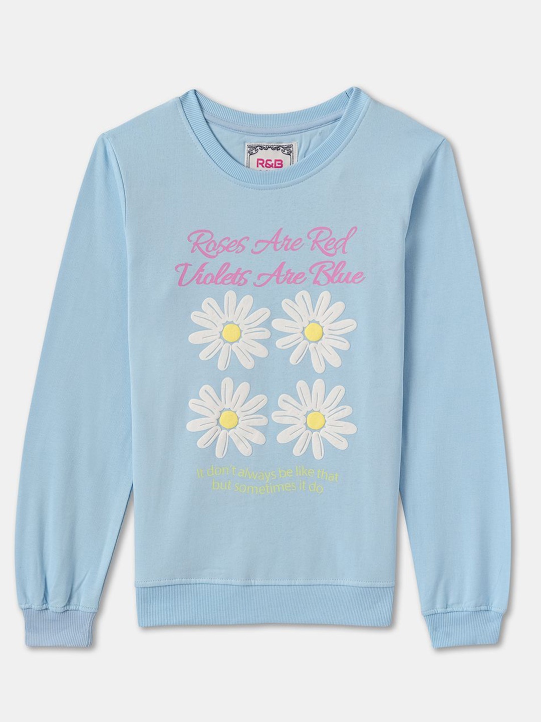 

R&B Girls Printed Sweatshirt, Blue