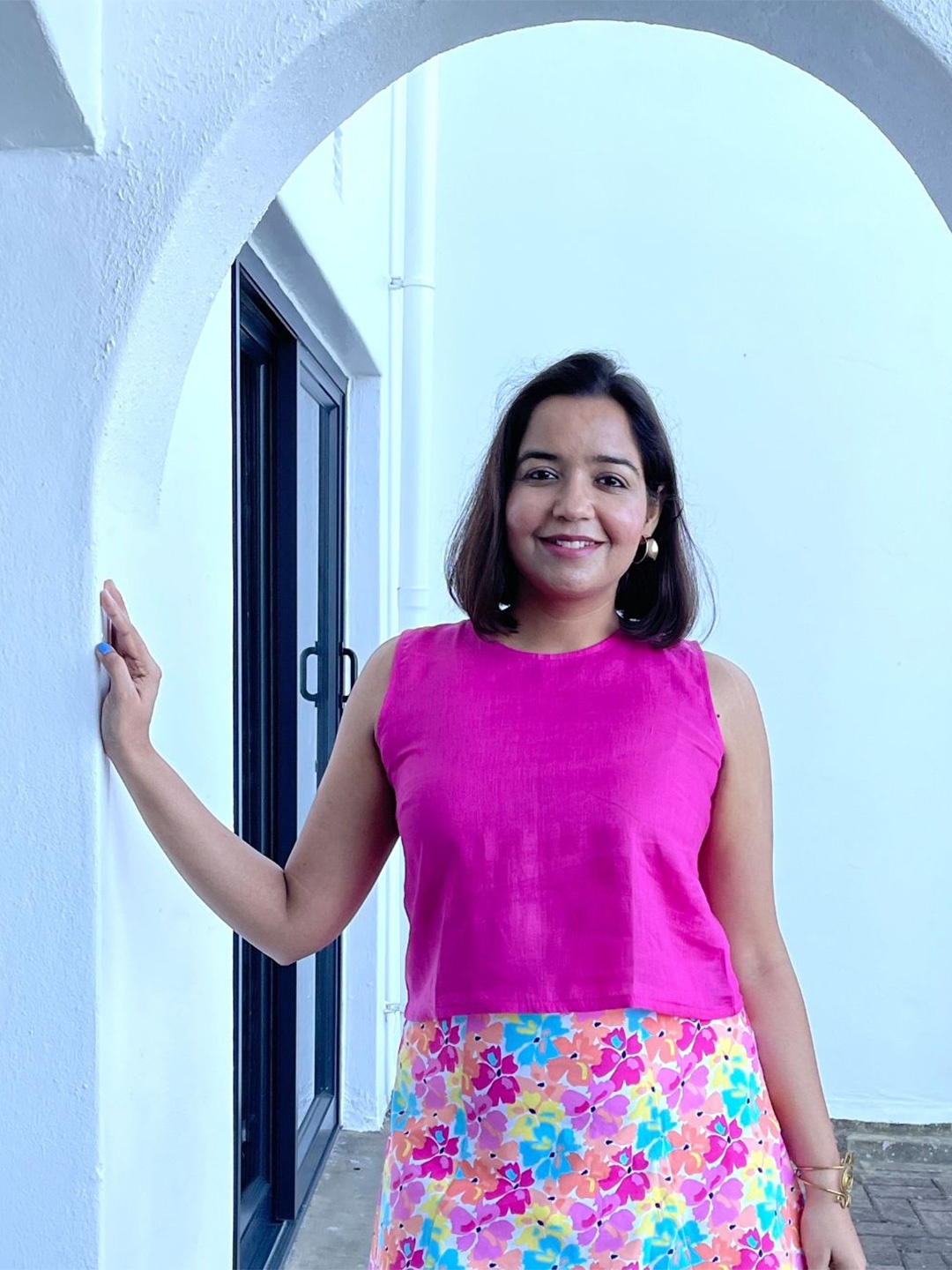 

Label Tanvee Monochrome Crop Top, Fuchsia