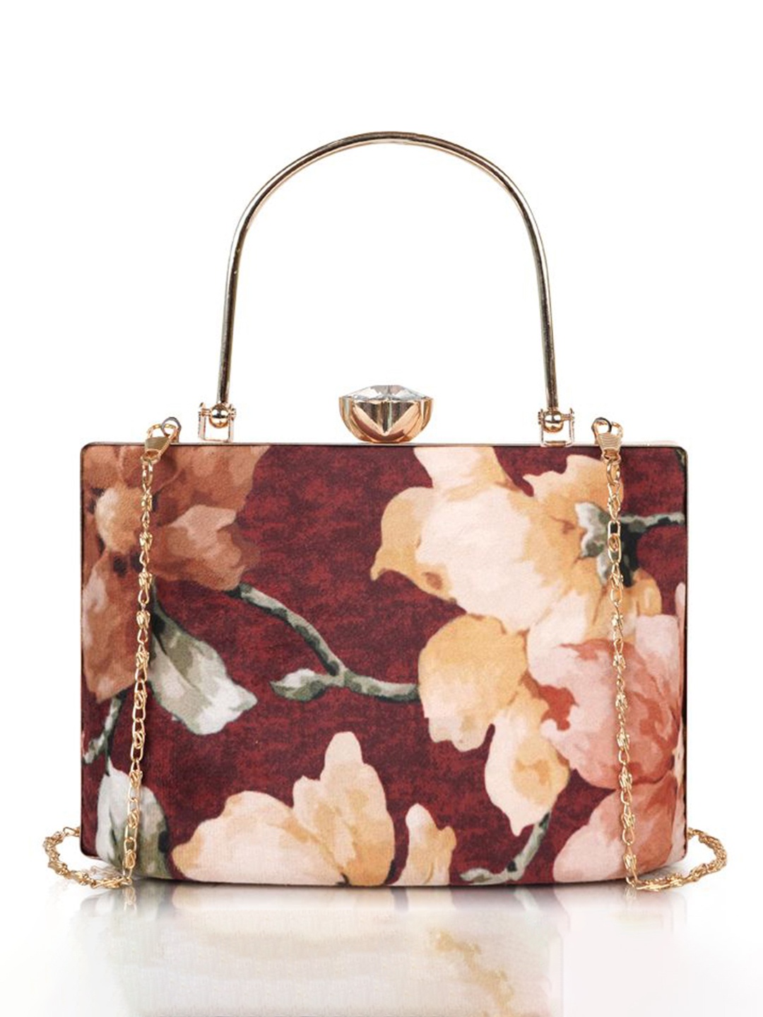 

SPOTIC Floral Printed Purse Clutch, Brown