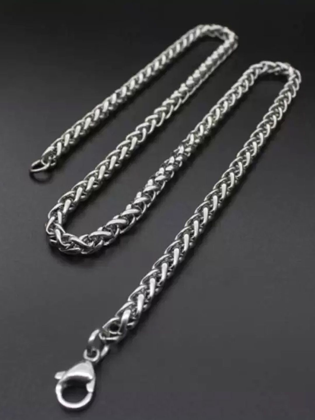 

Peora Men Silver-Plated Stainless Steel Wheat Minimal Chain