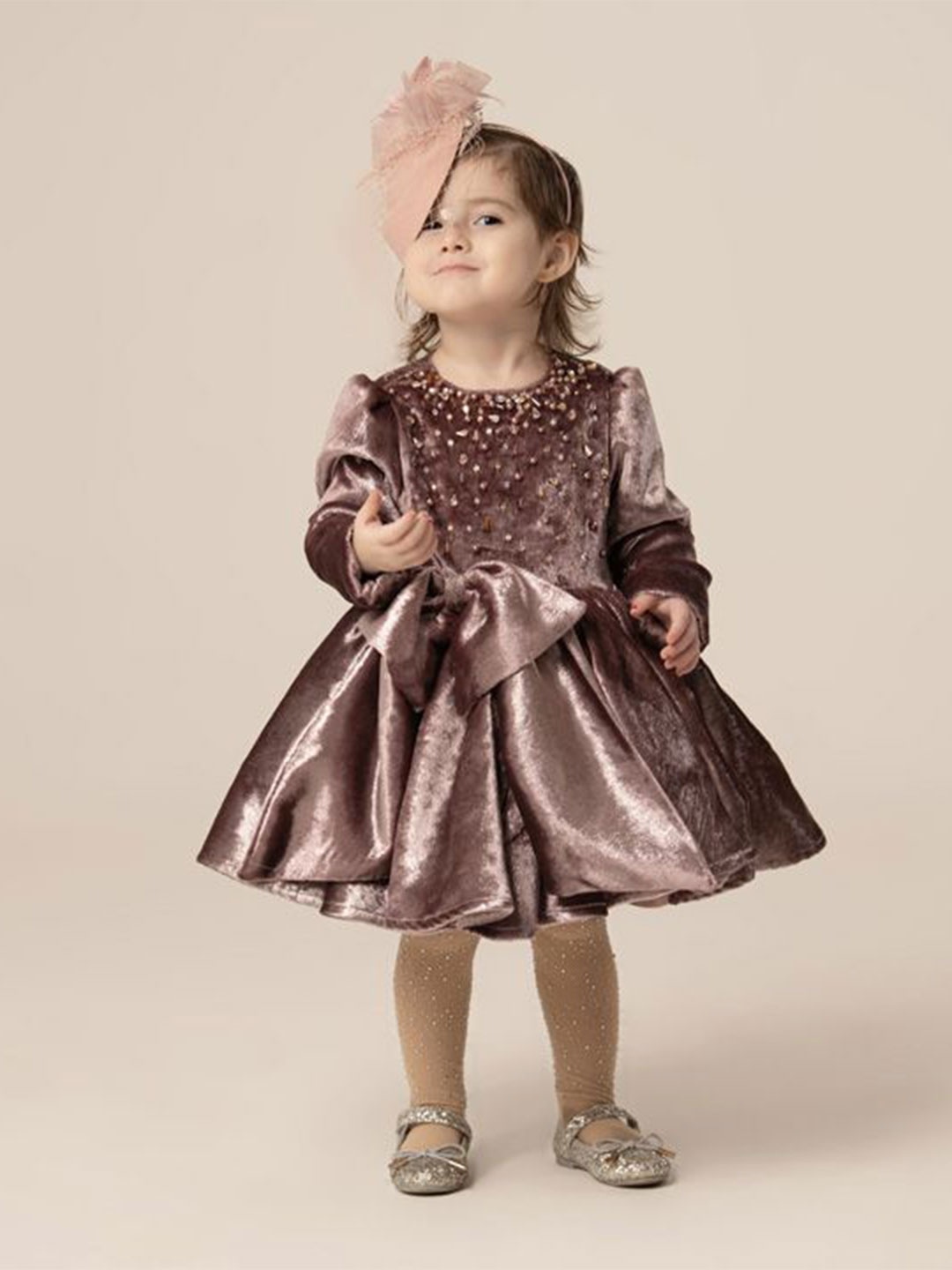 

HOITY MOPPET Girls Fit & Flare Dress, Burgundy