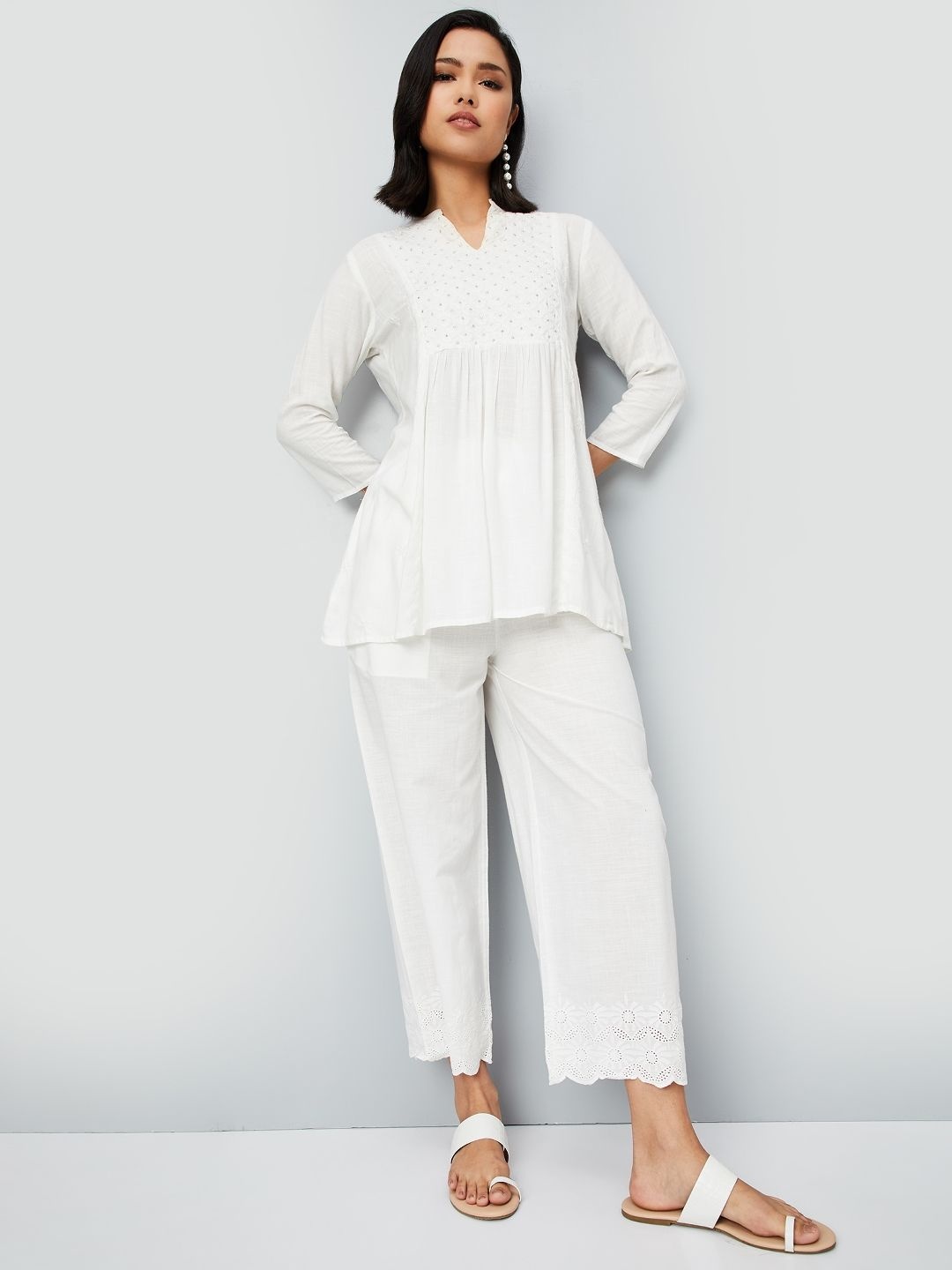 

max Women Cotton Straight Palazzos, Off white