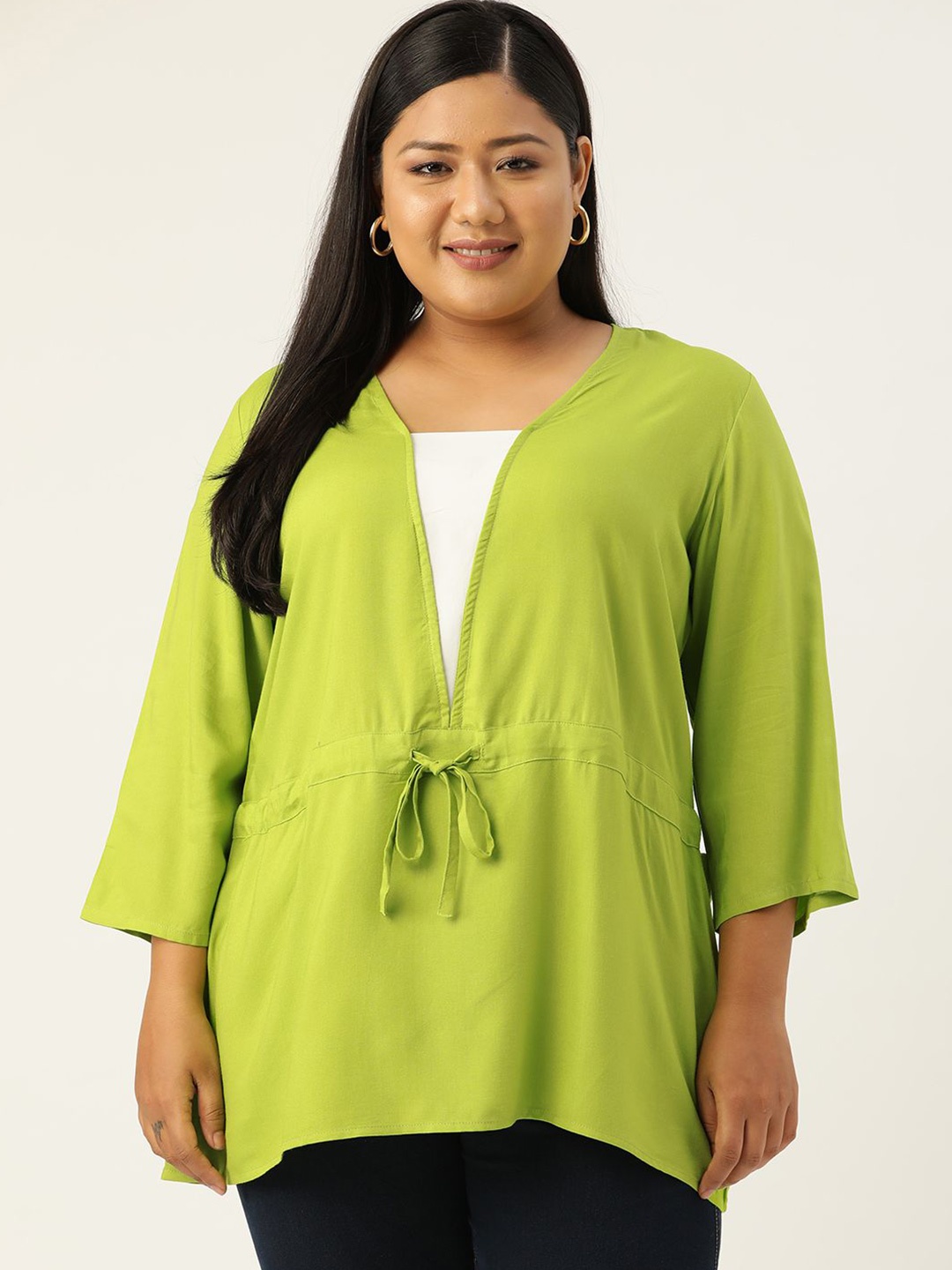 

theRebelinme Women Plus Size A-Line Top, Green