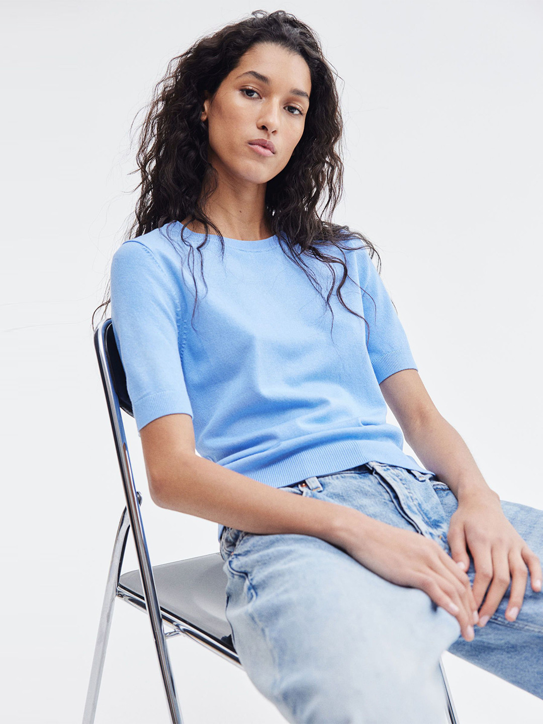 

H&M Fine-Knit Top, Blue