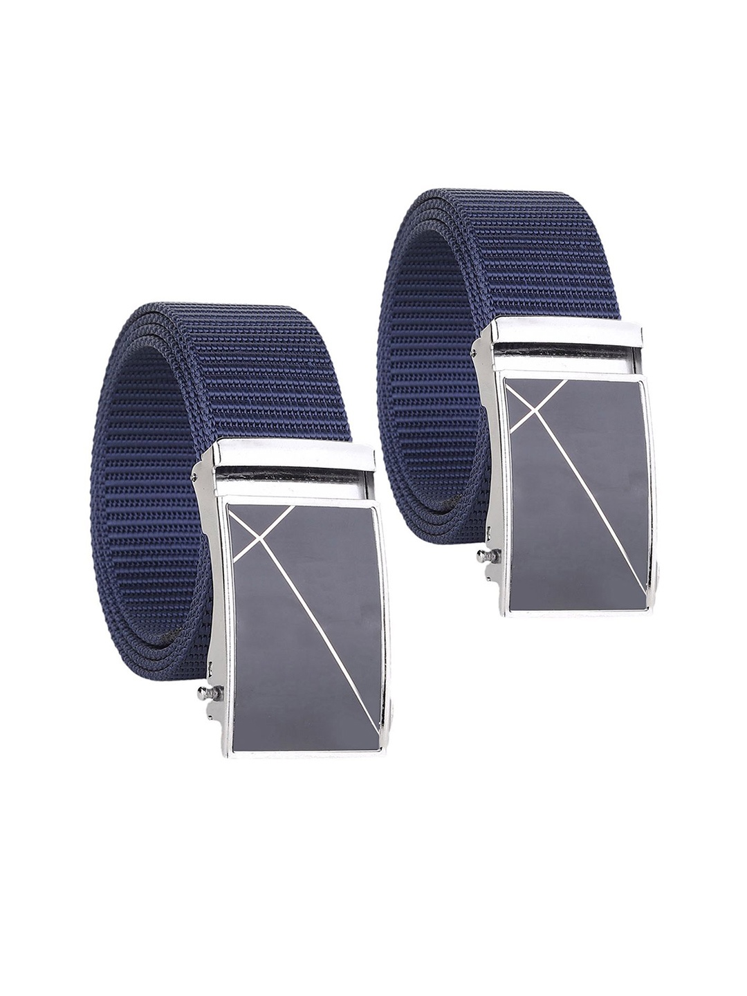 

Provogue Pack Of 2 Men Canvas Woven Design Belt, Blue