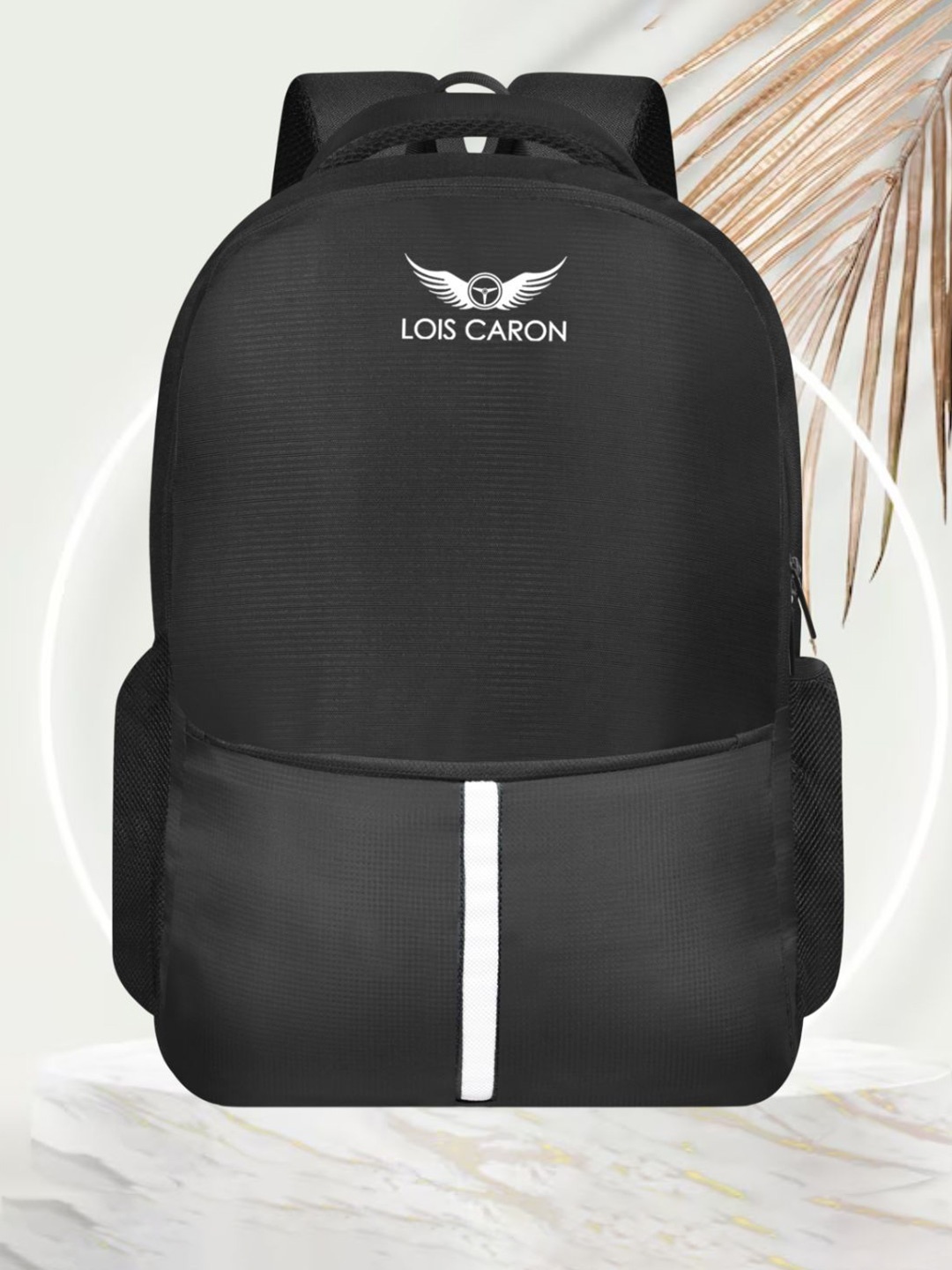

LOIS CARON Unisex Brand Logo Backpack, Black