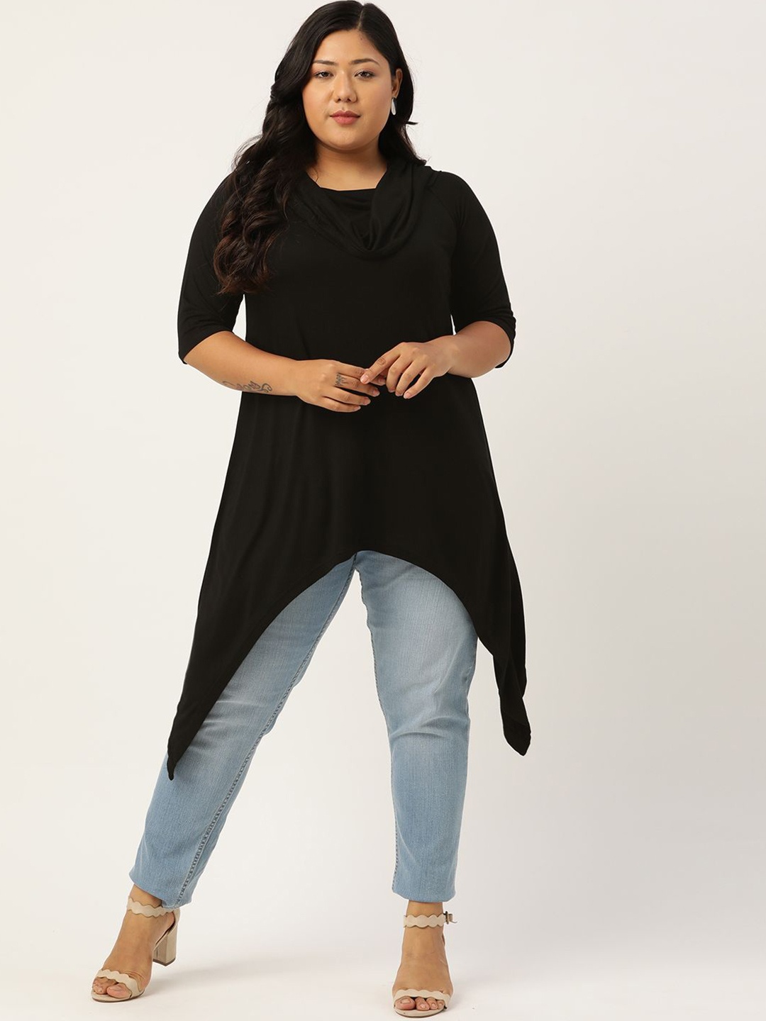 

theRebelinme Women Off-Shoulder Longline Top, Black